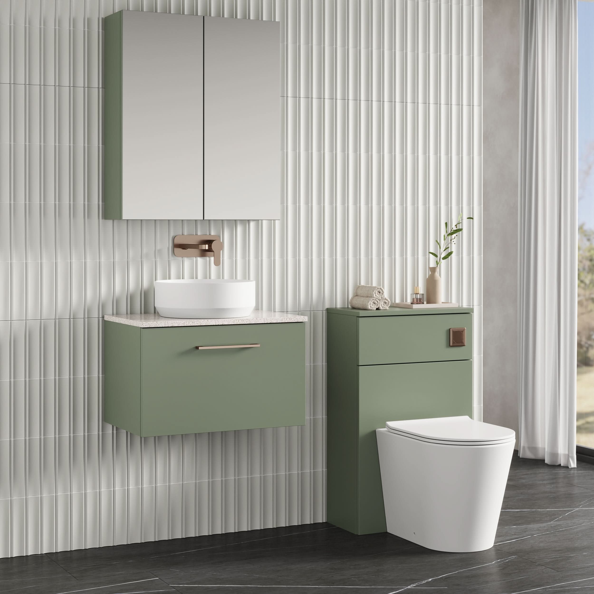 Nuie Arno 1 Drawer Wall Hung Vanity Unit 600mm Wide