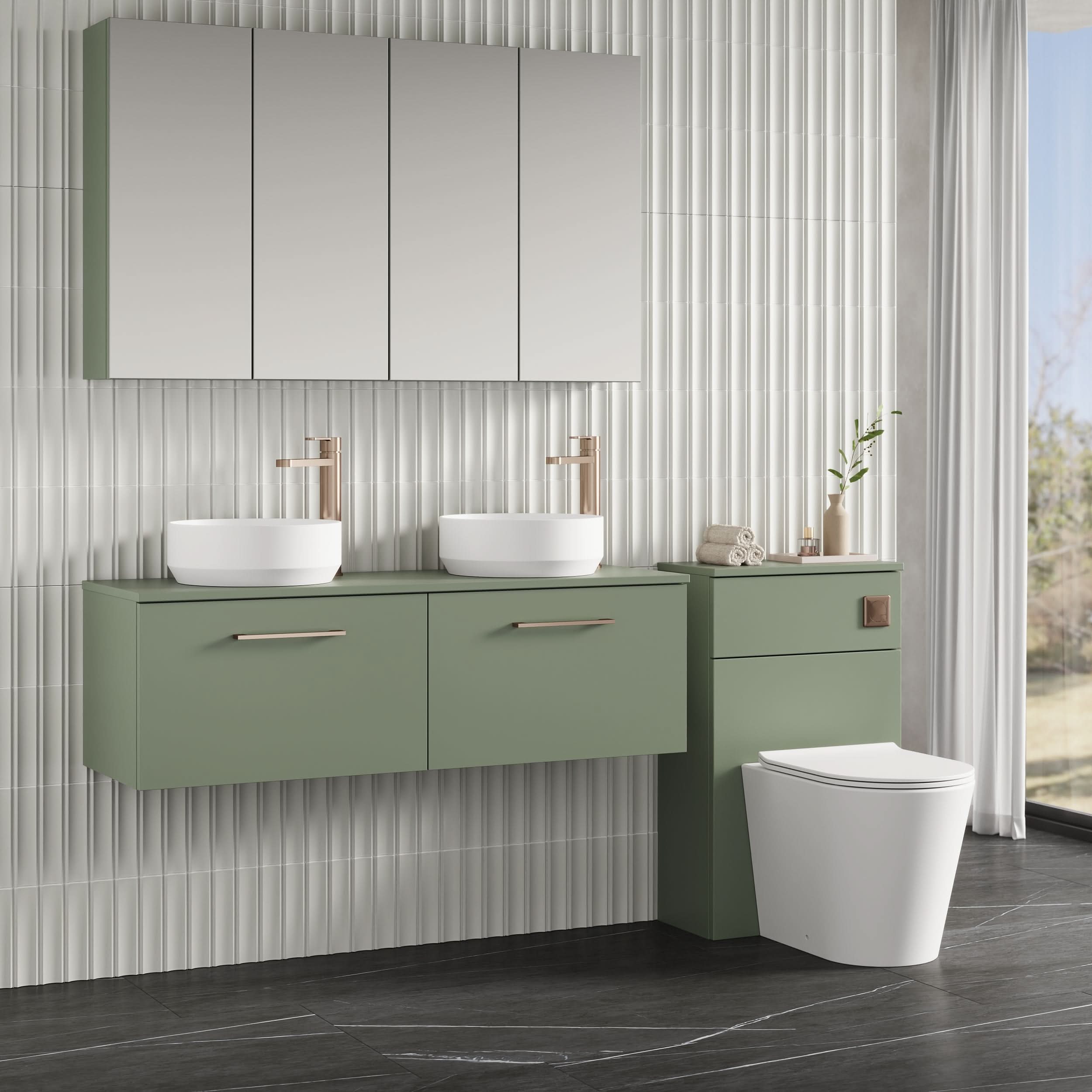 Nuie Arno 2 Drawer Wall Hung Vanity Unit With Worktop 1200mm Wide