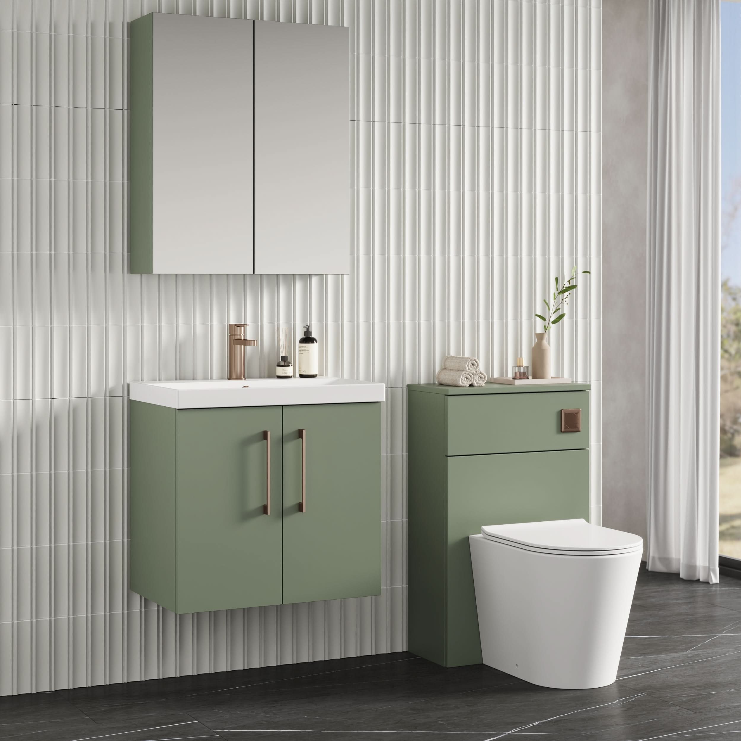 Nuie Arno 2 Door Wall Hung Vanity Unit With Basin-3 600mm Wide