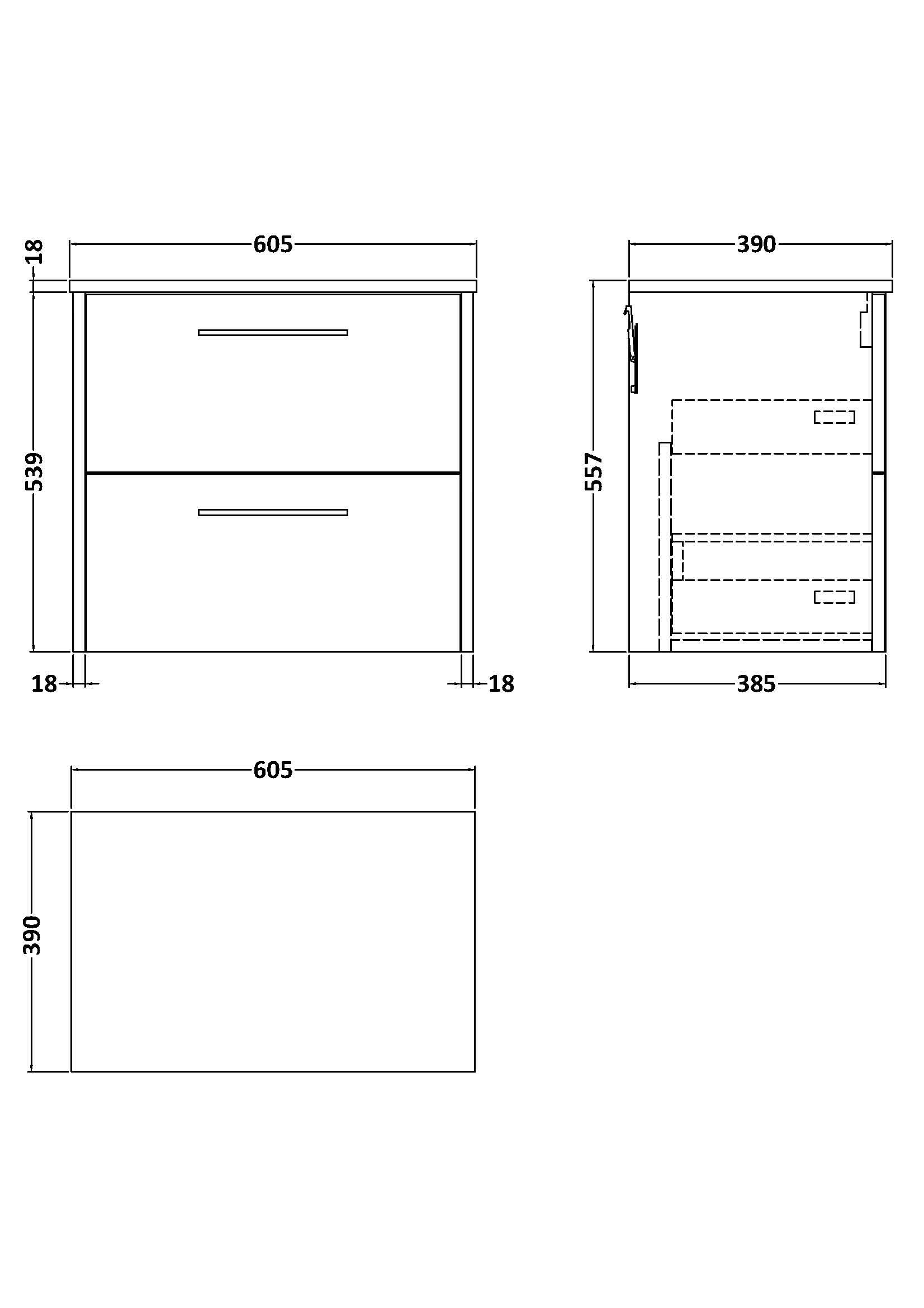 Hudson Reed Juno Wall Hung 2-Drawer Vanity Unit & Coastal Grey Worktop, Stylish Countertop Basin Unit in Coastal Grey, 600mm