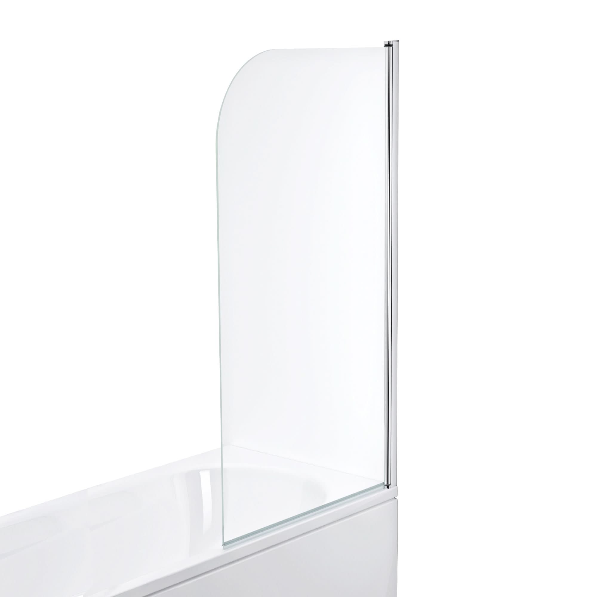 iBathUK Visra Modern Pivot Bath Shower Glass Screen, Reversible Clear Glass Door Panel, Bath Shower Screen, 800mm