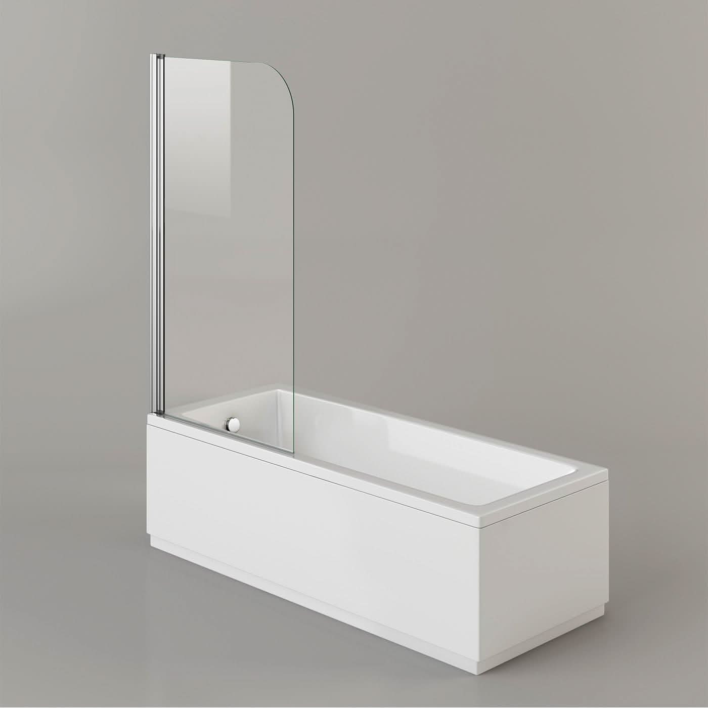 The iBathUK Arvon Shower Bath Suite features a straight white bathtub with a glass screen, gloss vanity basin unit, and close coupled toilet set—ideal for a modern bathroom.