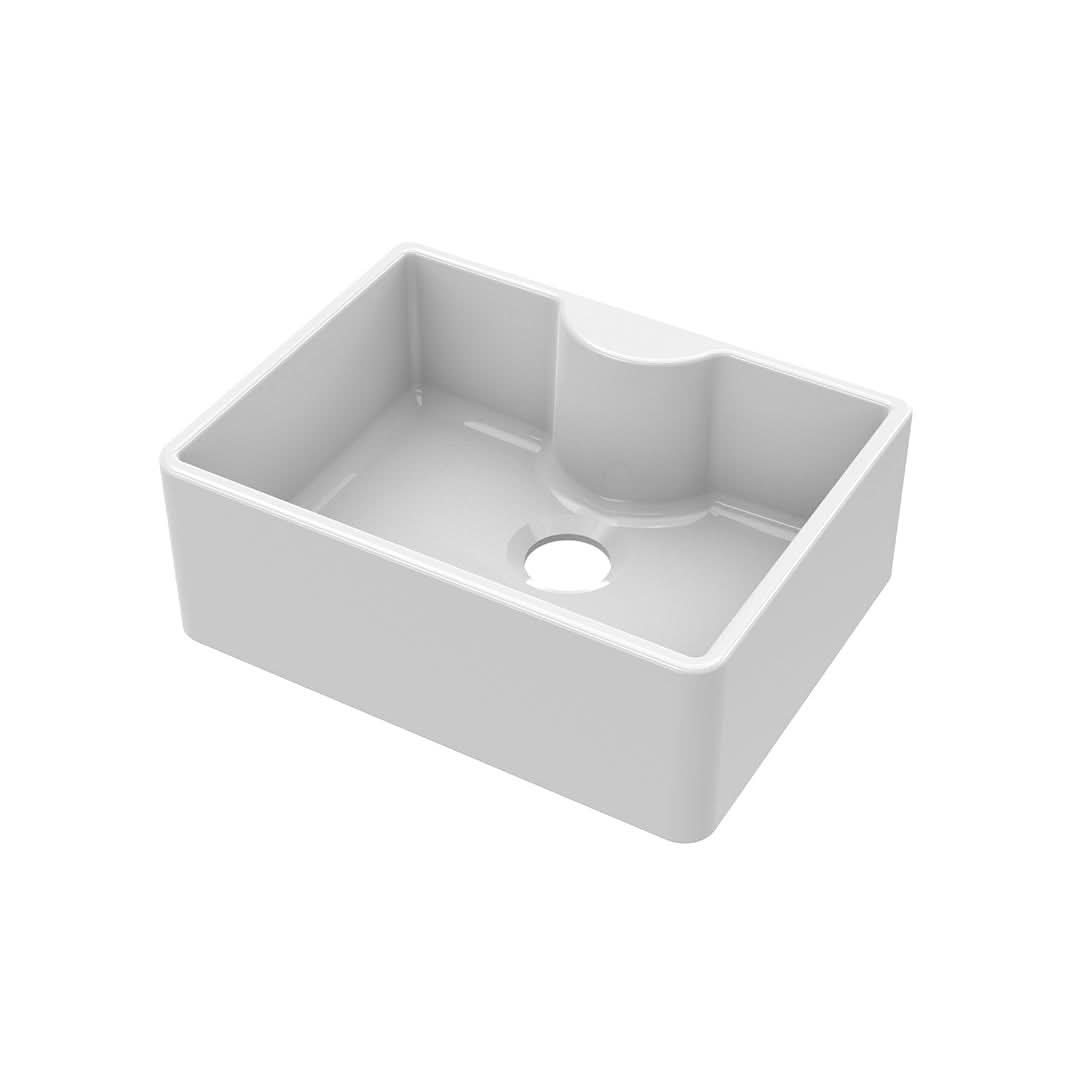 Nuie Butler Sink comes with Tap Ledge, Classic White Fireclay Kitchen Sink for Timeless Elegance, 595x450x220mm