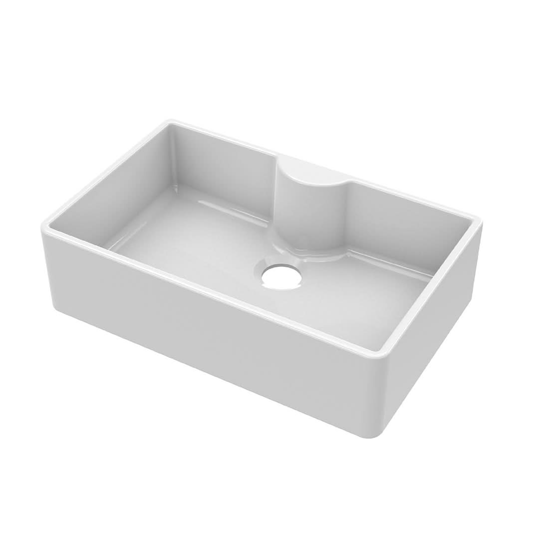 Nuie Butler Sink with Tap Ledge, Classic White Fireclay Kitchen Sink for Timeless Elegance, 795x500x220mm