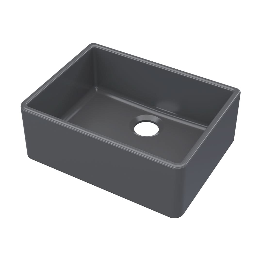 Nuie Butler Sink, Premium Soft Black Fireclay Kitchen Sink for Timeless Elegance, 595mm x 450mm x 220mm