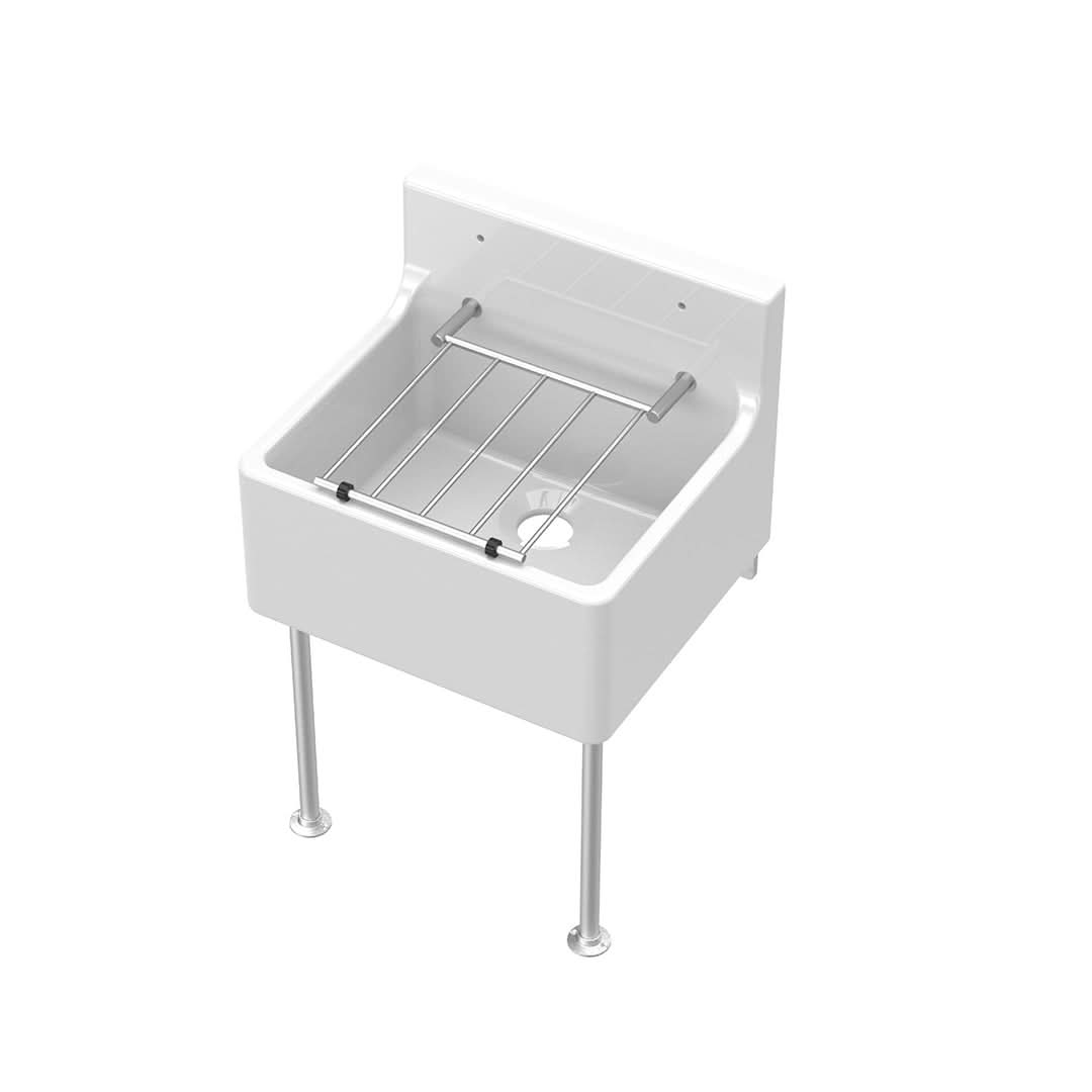 Nuie Kitchens Cleaner Sink with Legs, Elegant White Fireclay Kitchen Sink for Practical Utility, 515mm x 535mm x 393mm