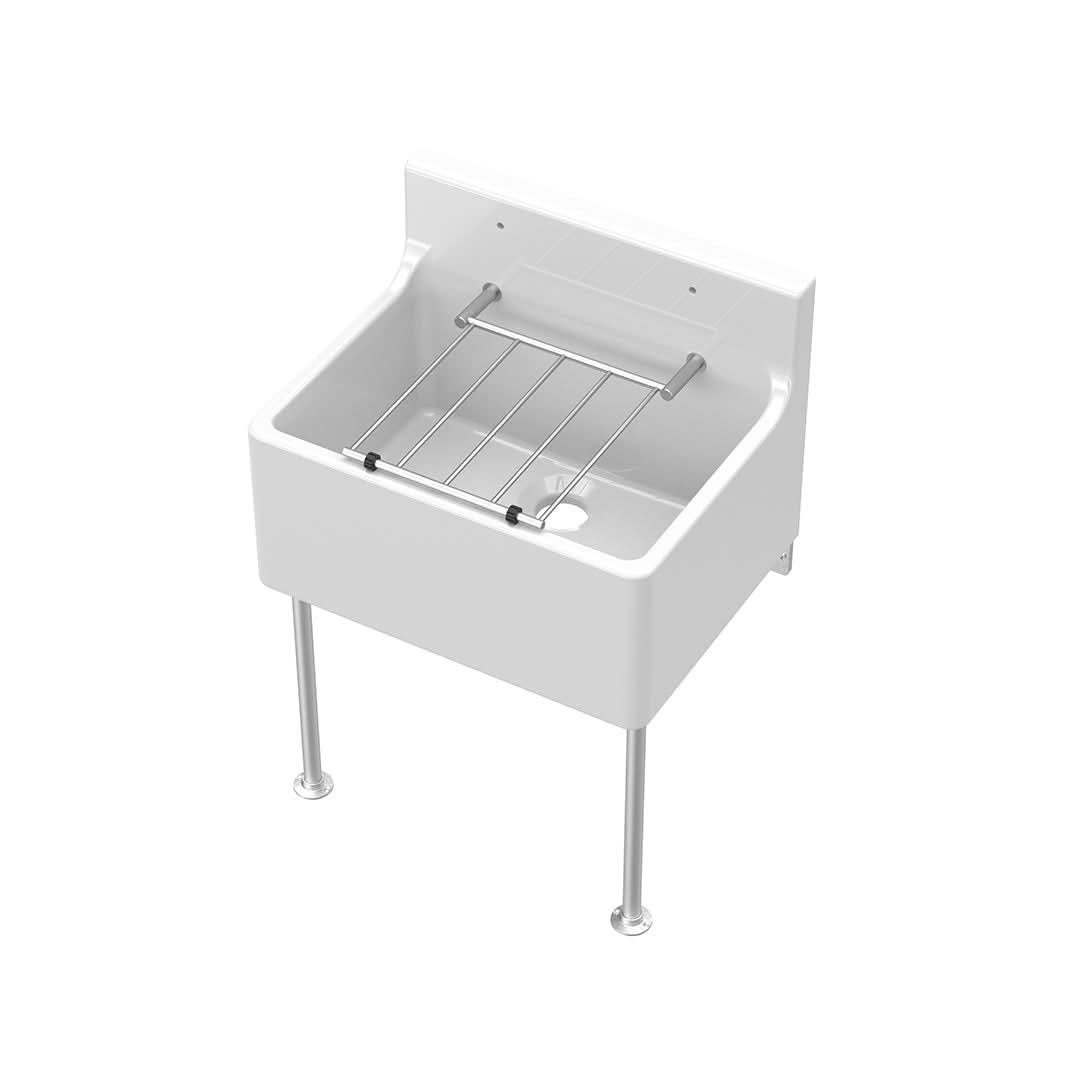 Nuie Kitchens Cleaner Sink with Legs, Elegant White Fireclay Kitchen Sink for Practical Utility, 515mm x 535mm x 393mm