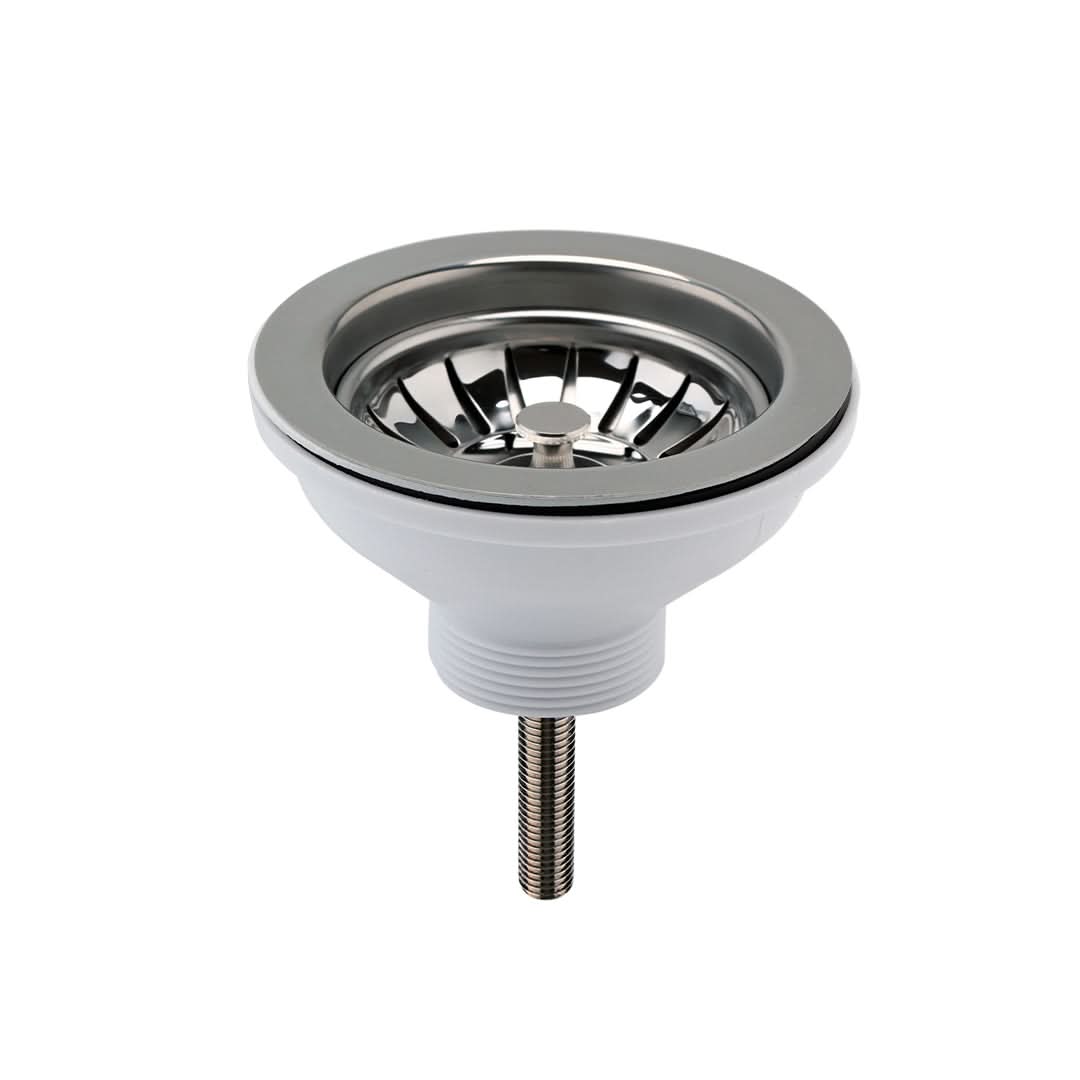 Nuie Fireclay Sinks Pull Out Basket Strainer Waste without Overflow, Kitchen Sink Waste Strainer, Brushed Nickel, 90mm