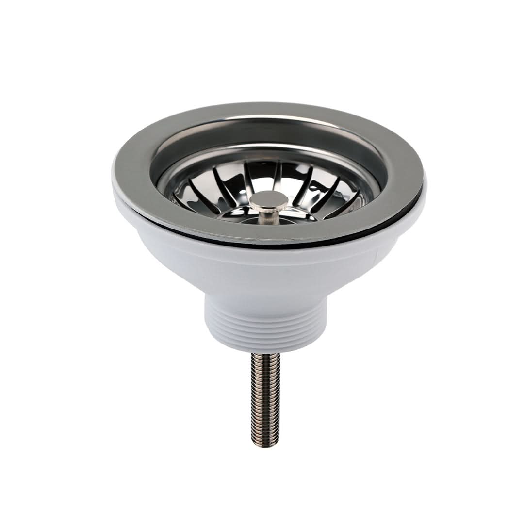Nuie Fireclay Sinks Pull Out Basket Strainer Waste without Overflow, Kitchen Sink Waste Strainer, Brushed Pewter, 90mm