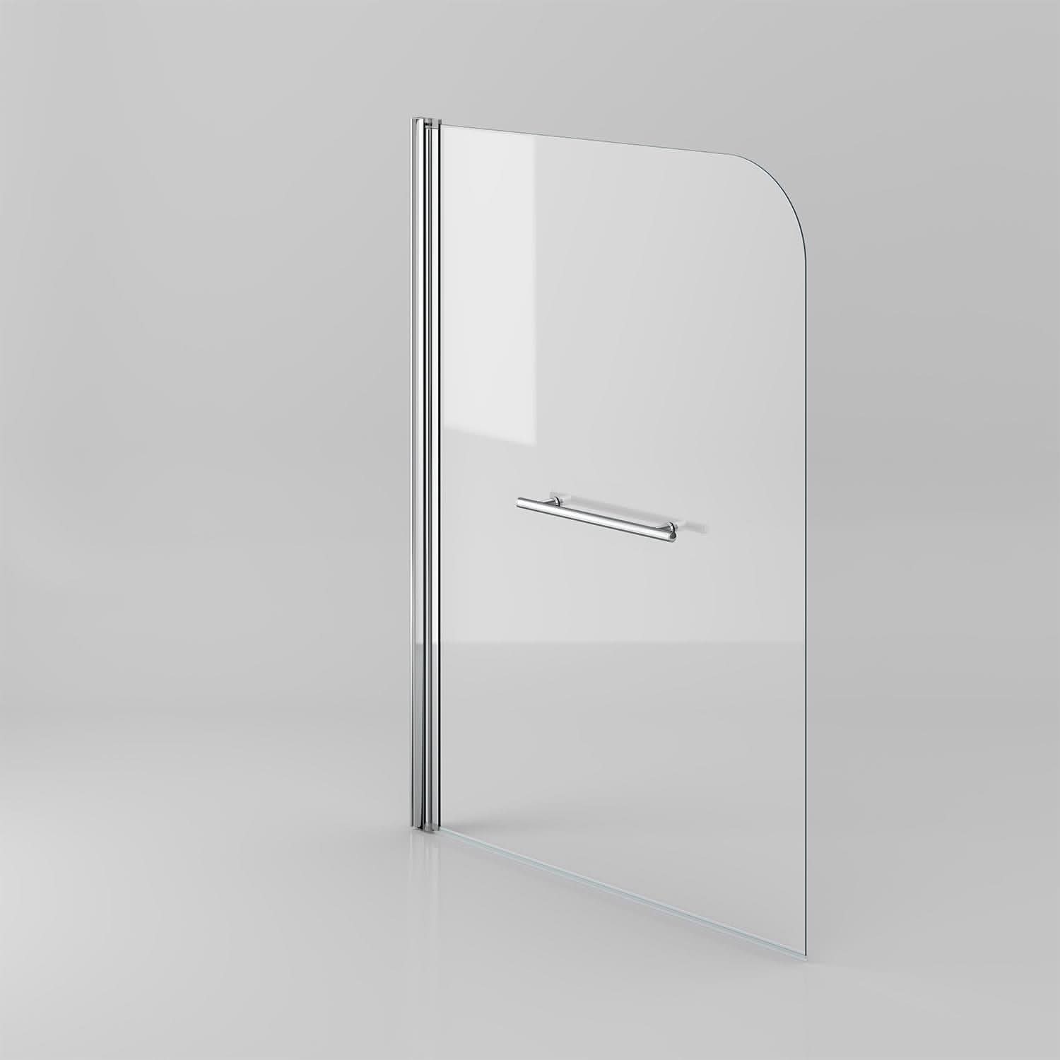 iBathUK Arvon Designer Square Single Ended Bath, Straight Acrylic Bathtub with Shower Screen & Chrome Rail, 1700 x 700mm