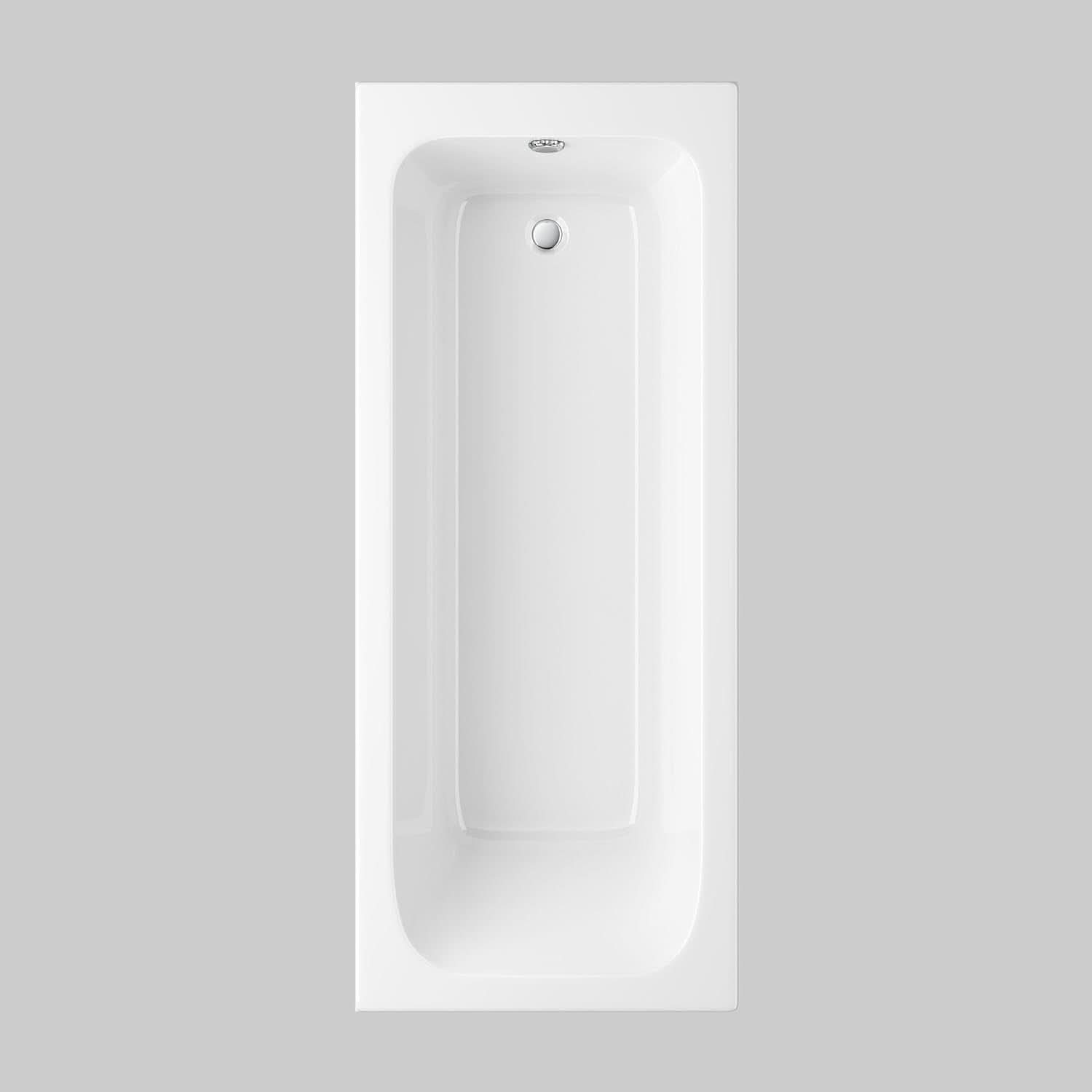 iBathUK Arvon Luxury Single Ended Bath, Compact Straight Acrylic Bathtub with Matching Front Panel for Modern Bathrooms, 1500mm
