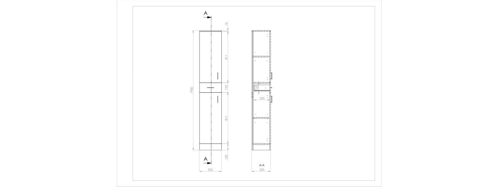 iBathUK Quartz Tall Storage Unit, Slimline Bathroom Storage Unit for Modern Organised Spaces, 350x300 mm