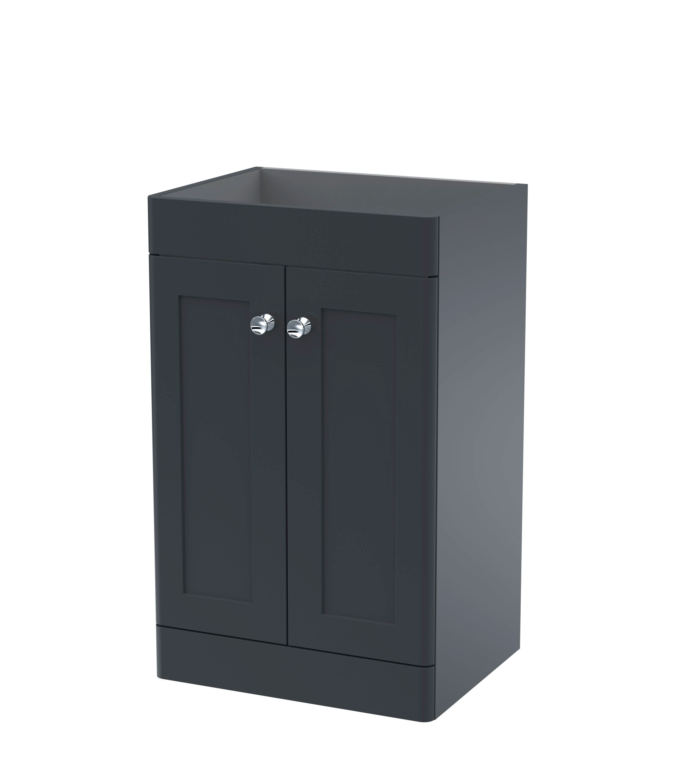 Hudson Reed Classique Components Floor Standing 2-Door Vanity Unit, Stylish Single Vanity Unit with Soft Close Doors, Soft Black, 500mm