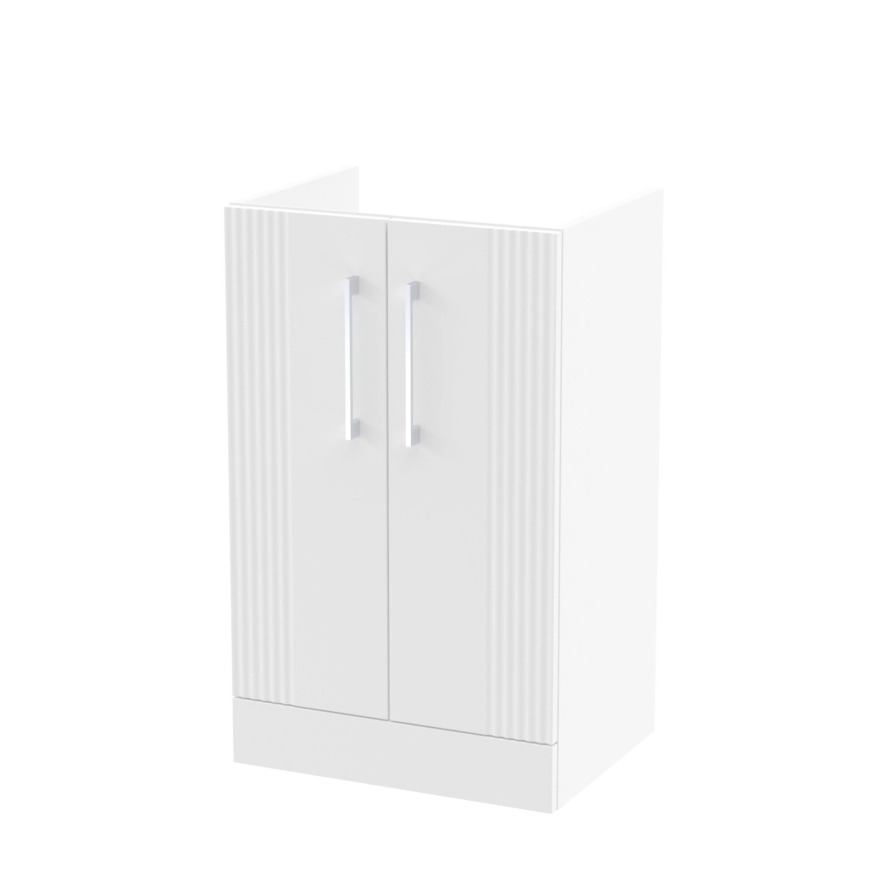 Hudson Reed Deco Floor Standing 2-Door Vanity Unit, StylishModern Vanity Unit in Bathroom for Contemporary Interiors, Satin White, 500mm