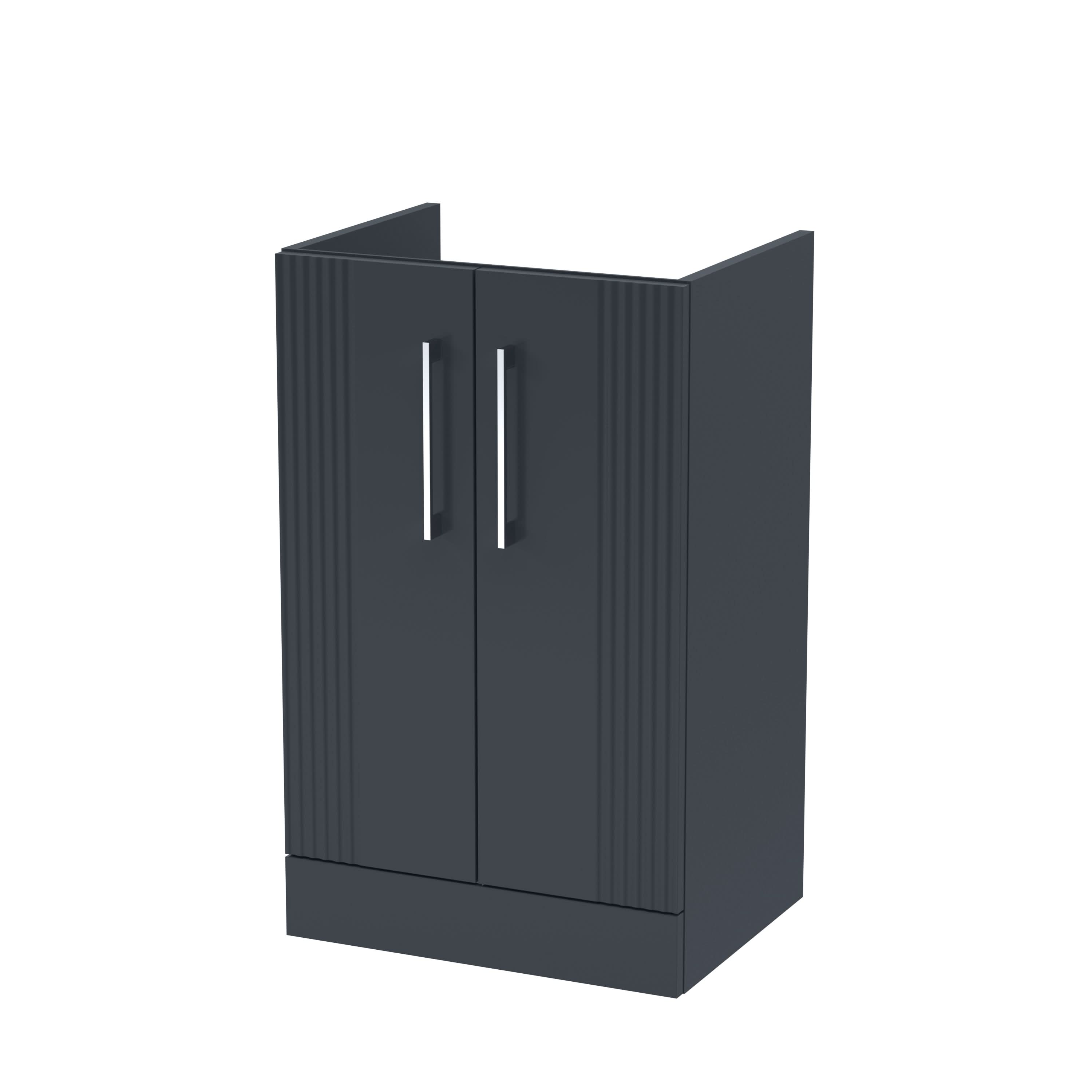 Hudson Reed Deco Floor Standing 2-Door Vanity Unit, Stylish Vanity Unit in Bathroom for Contemporary Interiors, Satin Soft Black, 500mm