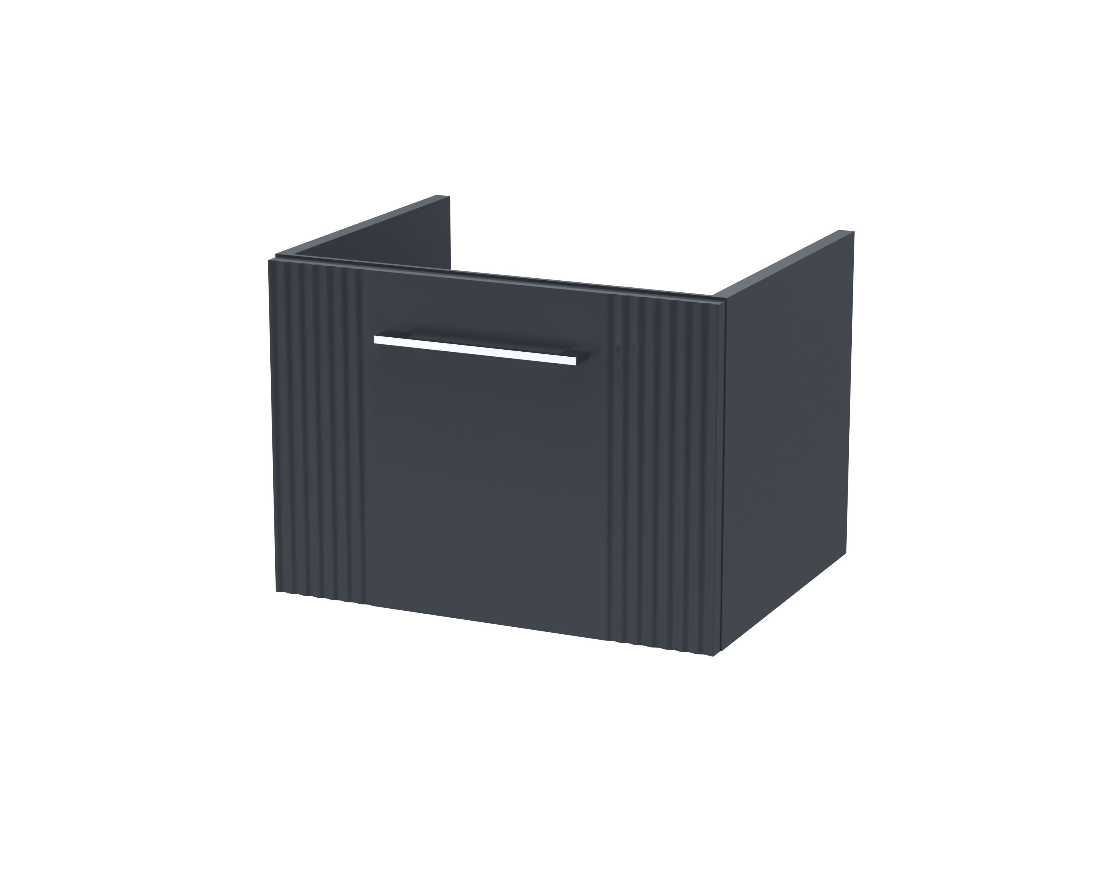 Hudson Reed Deco Wall Hung 1-Drawer Unit, Stylish Vanity Unit in Bathroom for Contemporary Interiors, Satin Soft Black, 500mm