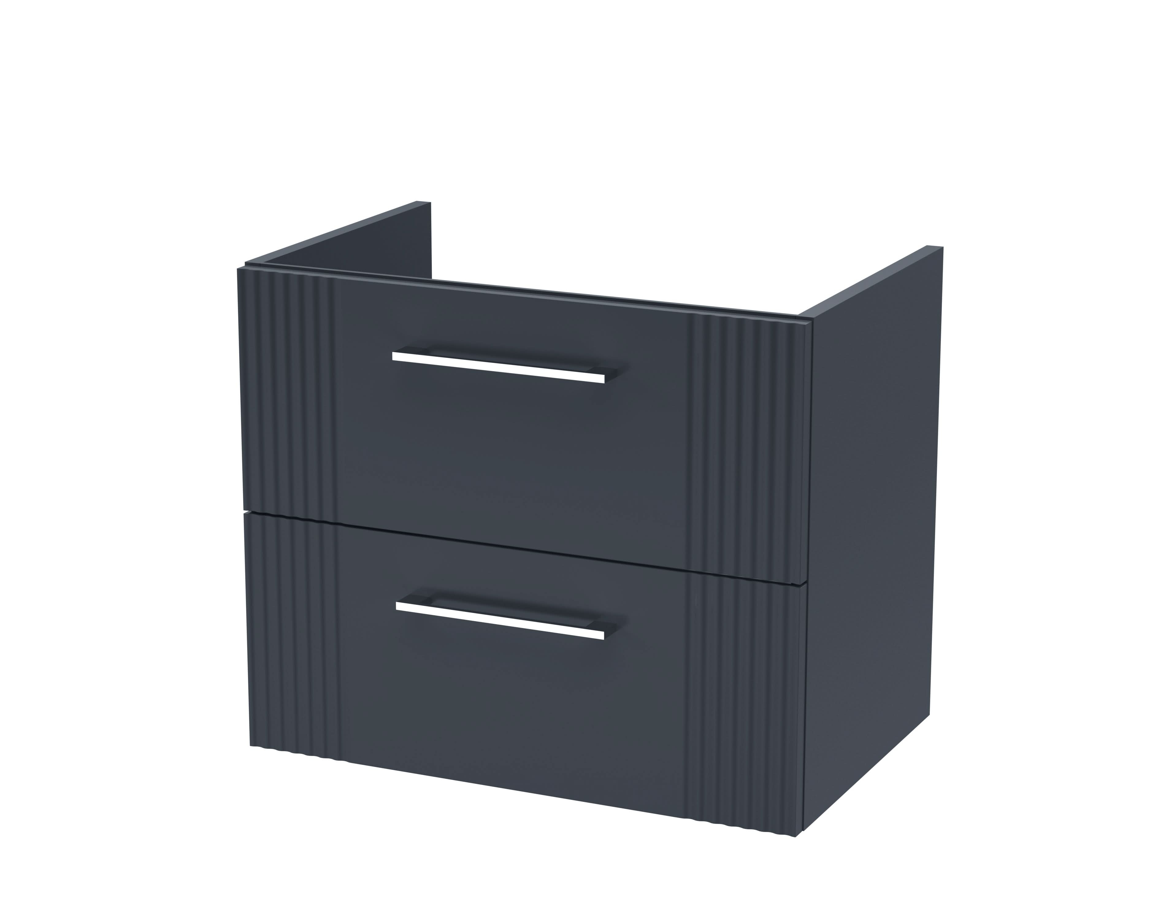 Hudson Reed Deco Wall Hung 2-Drawer Vanity Unit, Stylish Vanity Unit in Bathroom for Contemporary Interiors, Satin Soft Black, 600mm