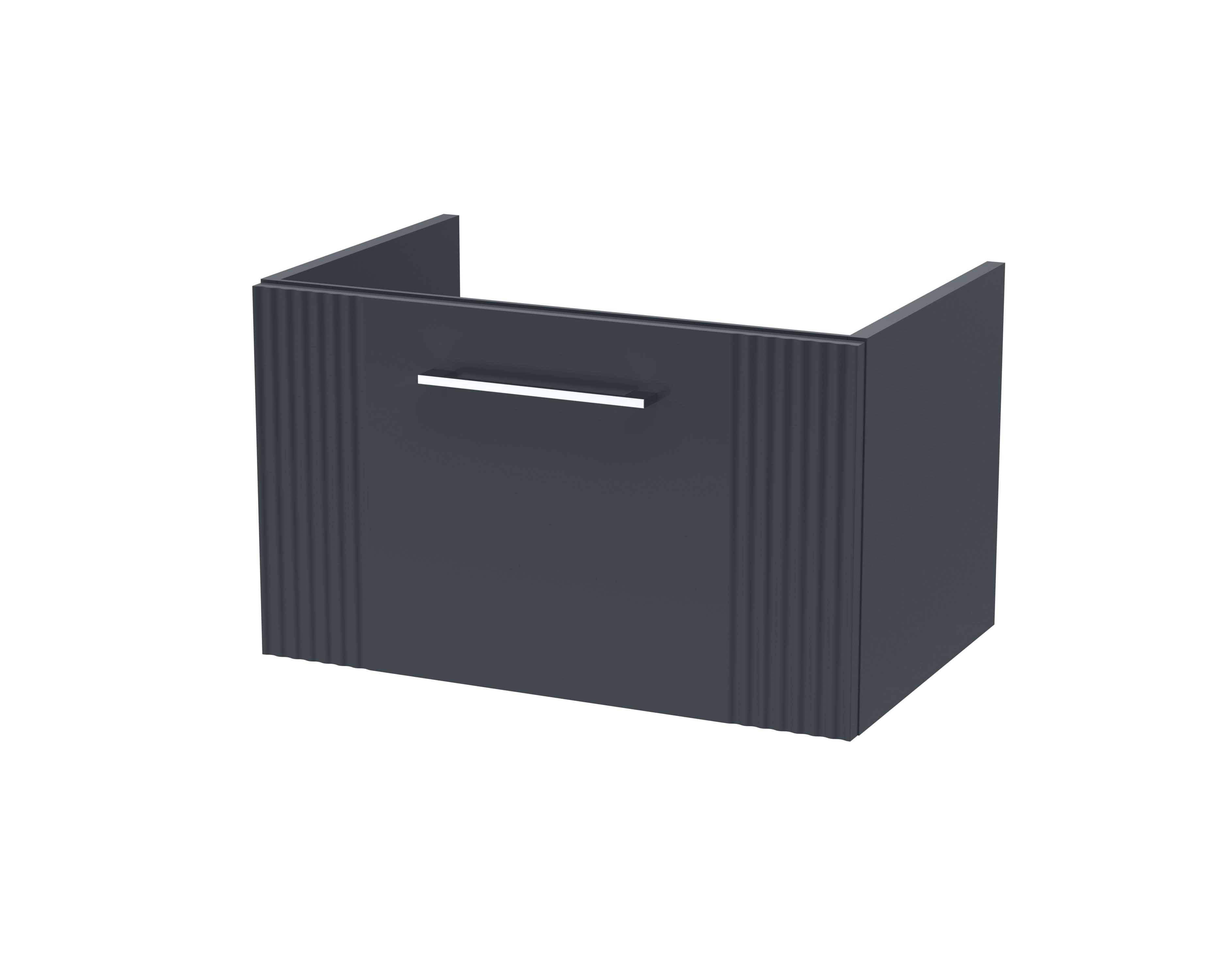 Hudson Reed Deco Wall Hung 1-Drawer Vanity Unit, Stylish Vanity Unit in Bathroom for Contemporary Interiors, Satin Soft Black, 600mm
