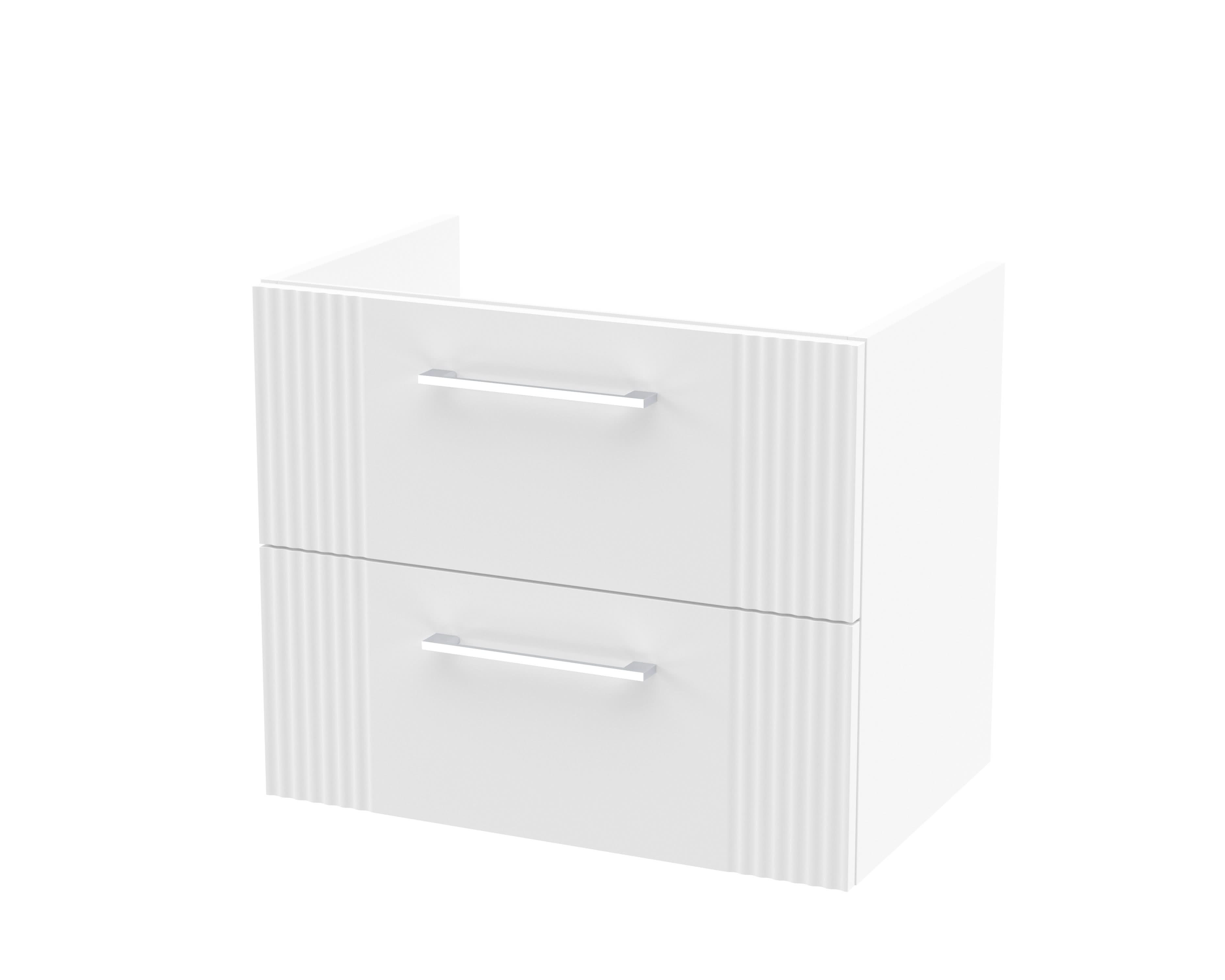 Hudson Reed Deco Wall Hung 2-Drawer Vanity Unit, Stylish Vanity Unit in Bathroom for Contemporary Interiors, Satin White, 600mm