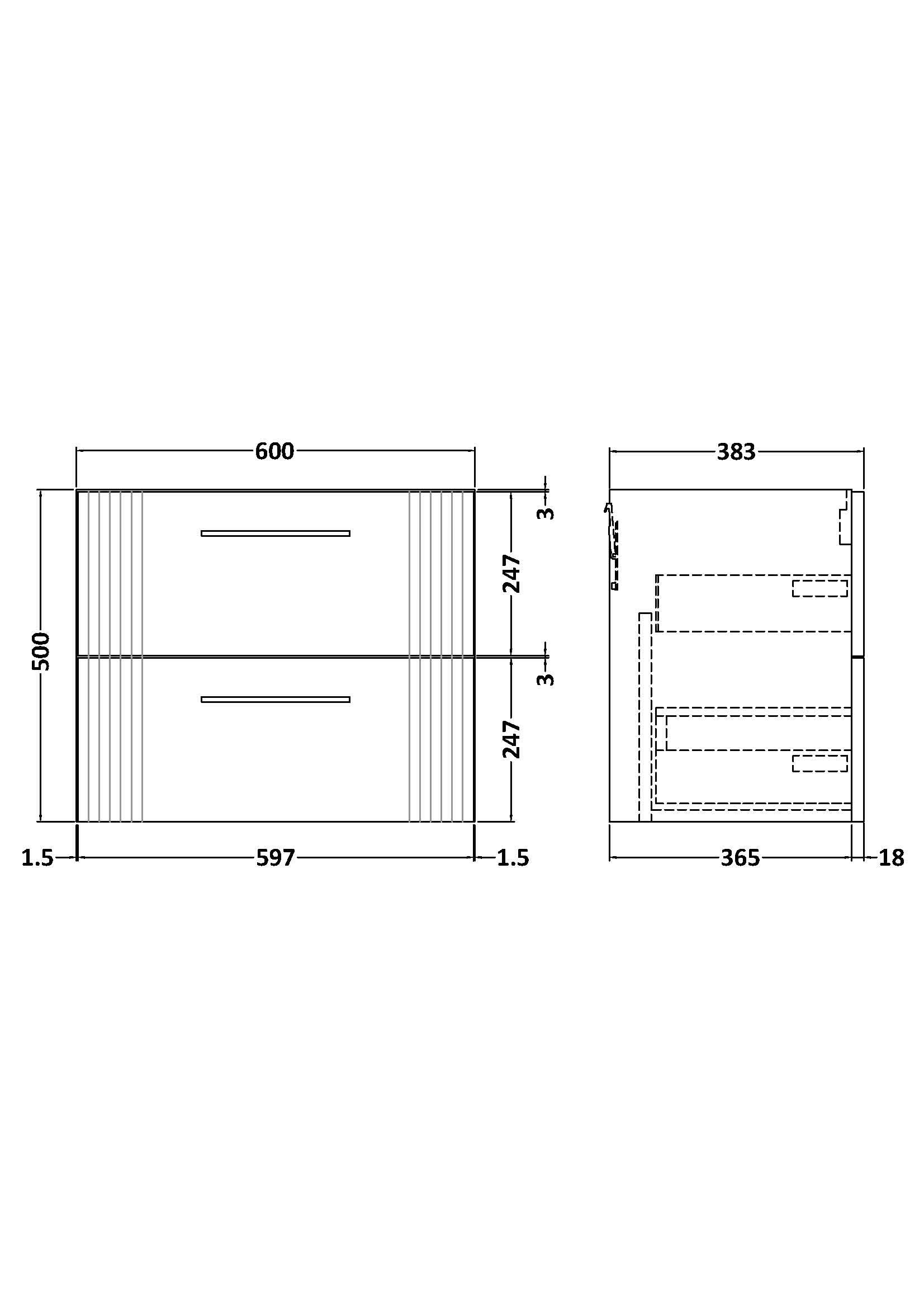 Hudson Reed Deco Wall Hung 2-Drawer Vanity Unit, Stylish Vanity Unit in Bathroom for Contemporary Interiors, Satin White, 600mm