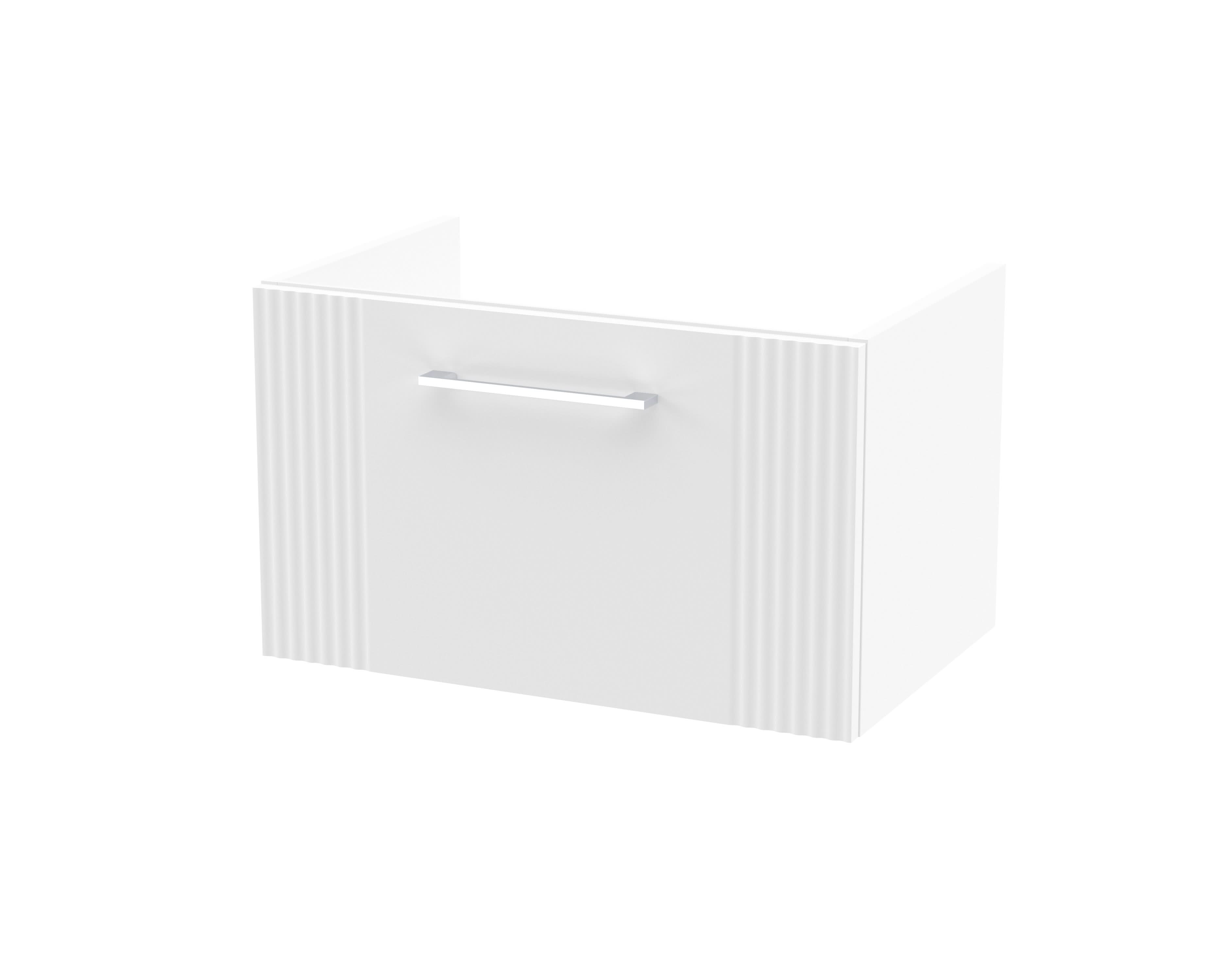 Hudson Reed Deco Wall Hung 1-Drawer Vanity Unit, Stylish Vanity Unit in Bathroom for Contemporary Interiors, Satin White, 600mm