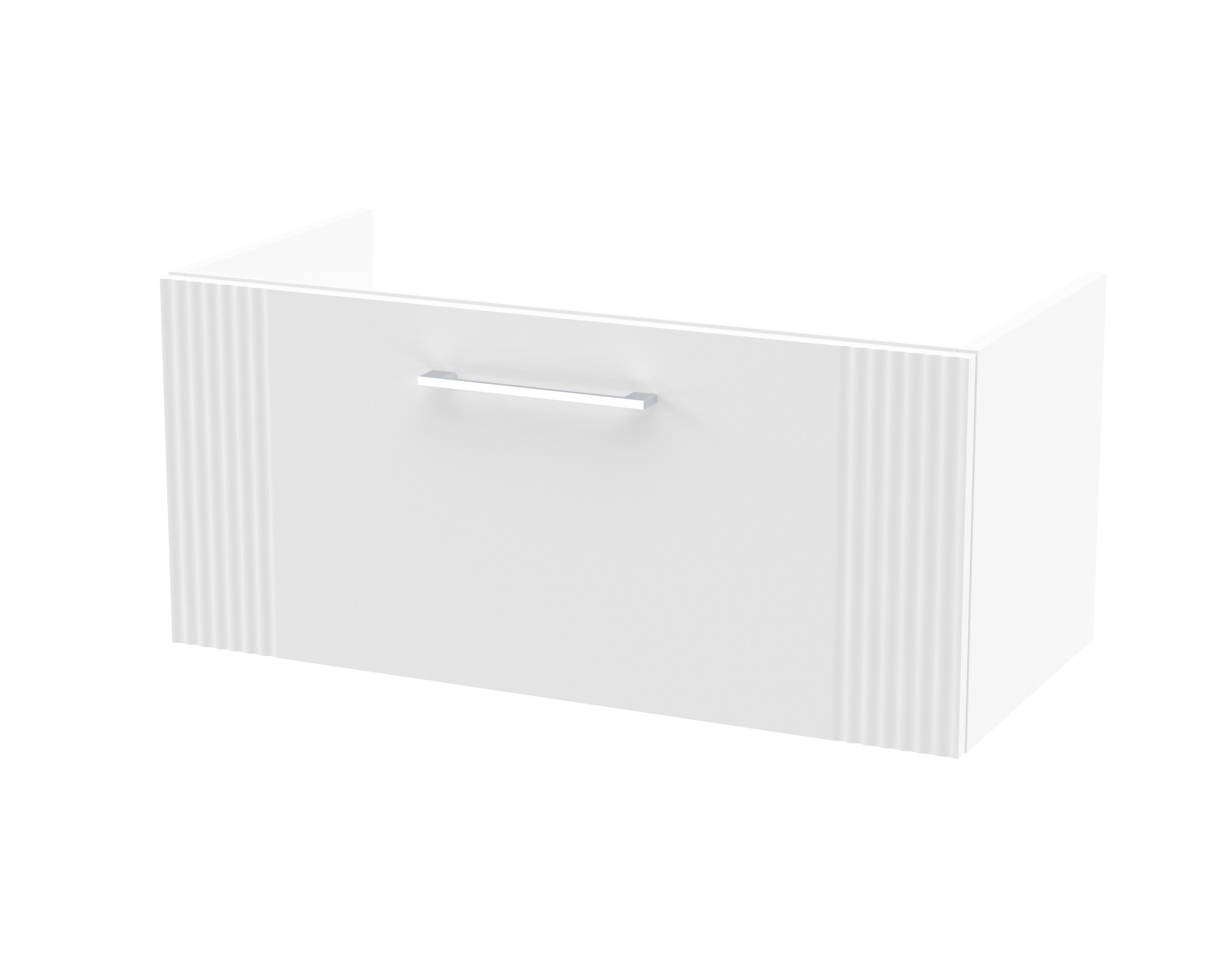 Hudson Reed Deco Wall Hung 1-Drawer Vanity Unit, Stylish Vanity Unit in Bathroom for Contemporary Interiors, Satin White, 800mm