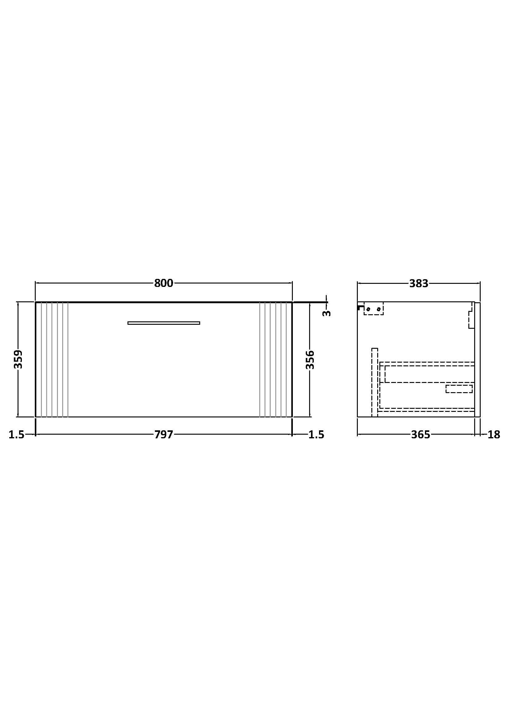 Hudson Reed Deco Wall Hung 1-Drawer Vanity Unit, Stylish Vanity Unit in Bathroom for Contemporary Interiors, Satin White, 800mm