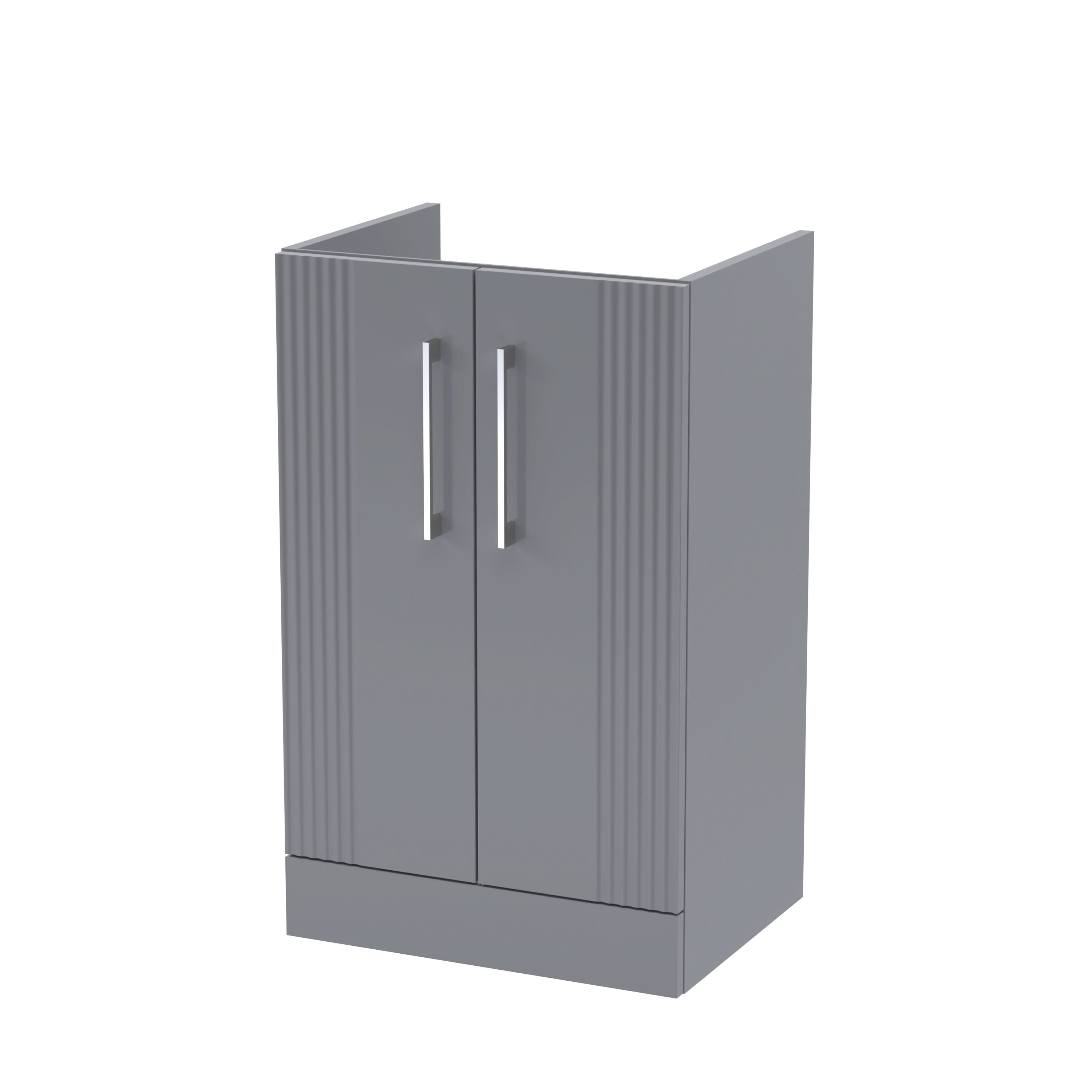 Hudson Reed Deco Floor Standing 2-Door Vanity Unit, Stylish Vanity Unit in Bathroom for Contemporary Interiors, Satin Grey, 500mm