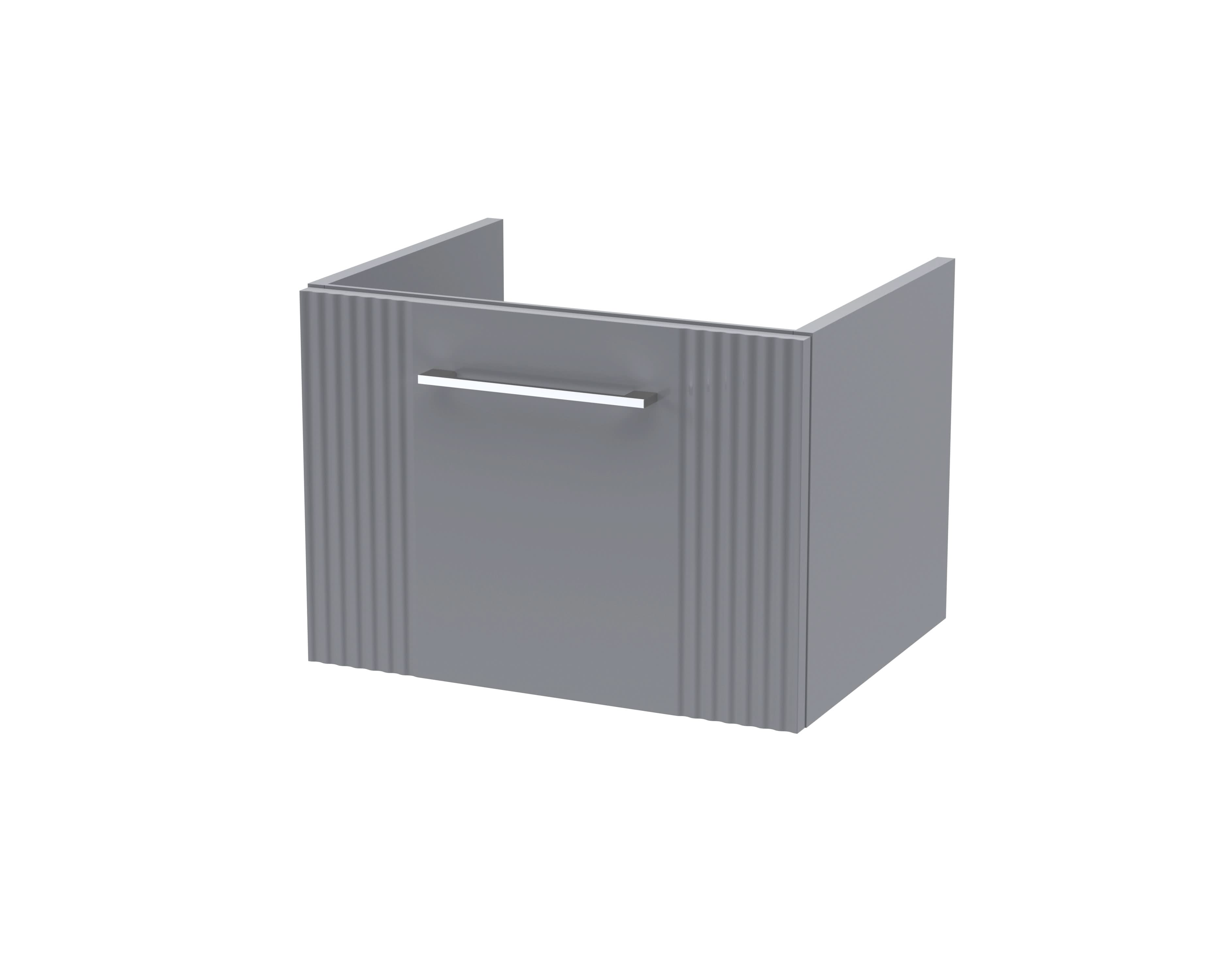 Hudson Reed Deco Wall Hung 1-Drawer Vanity Unit, Stylish Vanity Unit in Bathroom with Bar Handle Design, Satin Grey, 500mm