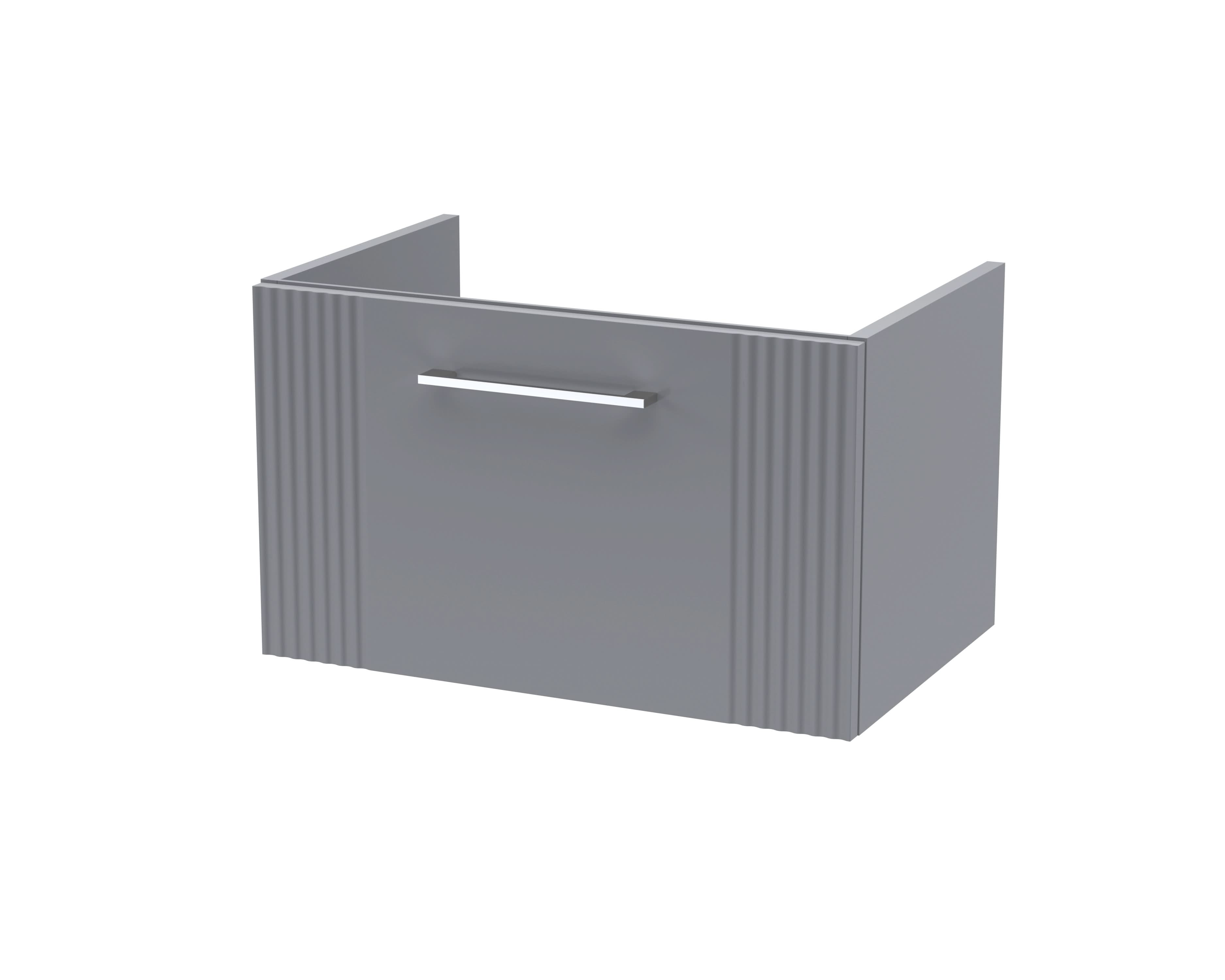 Hudson Reed Deco Wall Hung 1-Drawer Vanity Unit, Stylish Modern Vanity Unit in Bathroom with Bar Handle Design, Satin Grey, 600mm