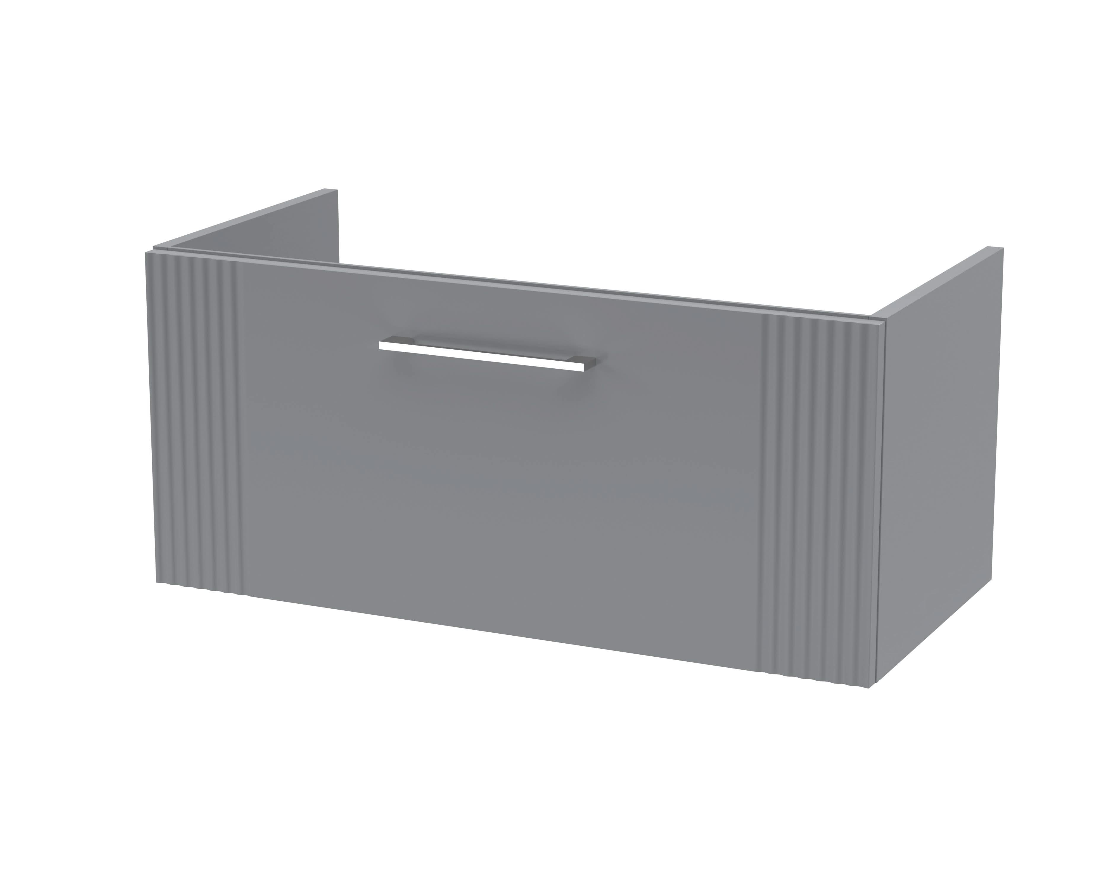 Hudson Reed Deco Wall Hung 1-Drawer Vanity Unit, Stylish Modern Vanity Unit in Bathroom with Bar Handle Design, Satin Grey, 800mm