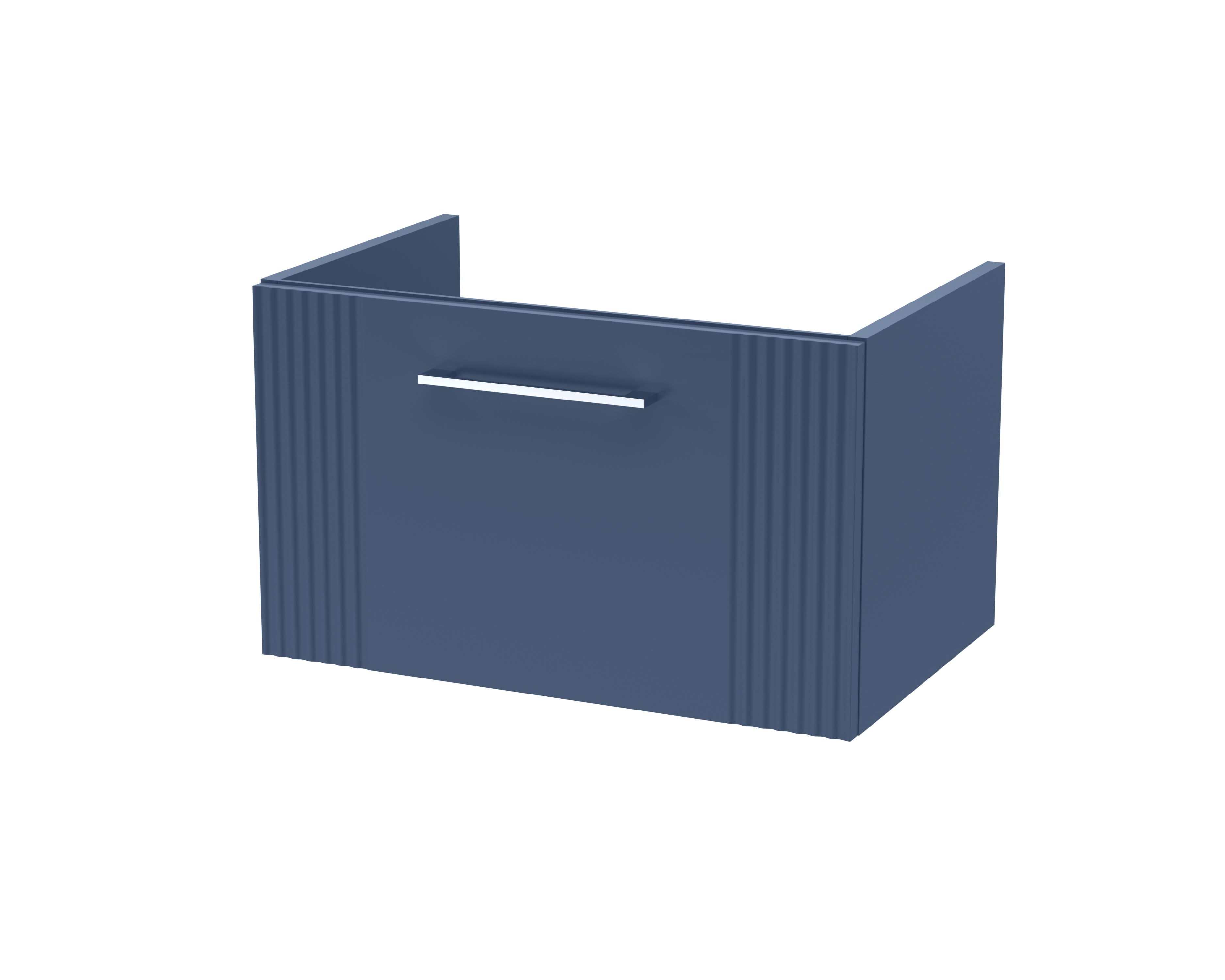 Hudson Reed Deco Wall Hung 1-Drawer Vanity Unit, Elegant Modern Vanity Unit in Bathroom with Bar Handle Design, Satin Blue, 600mm