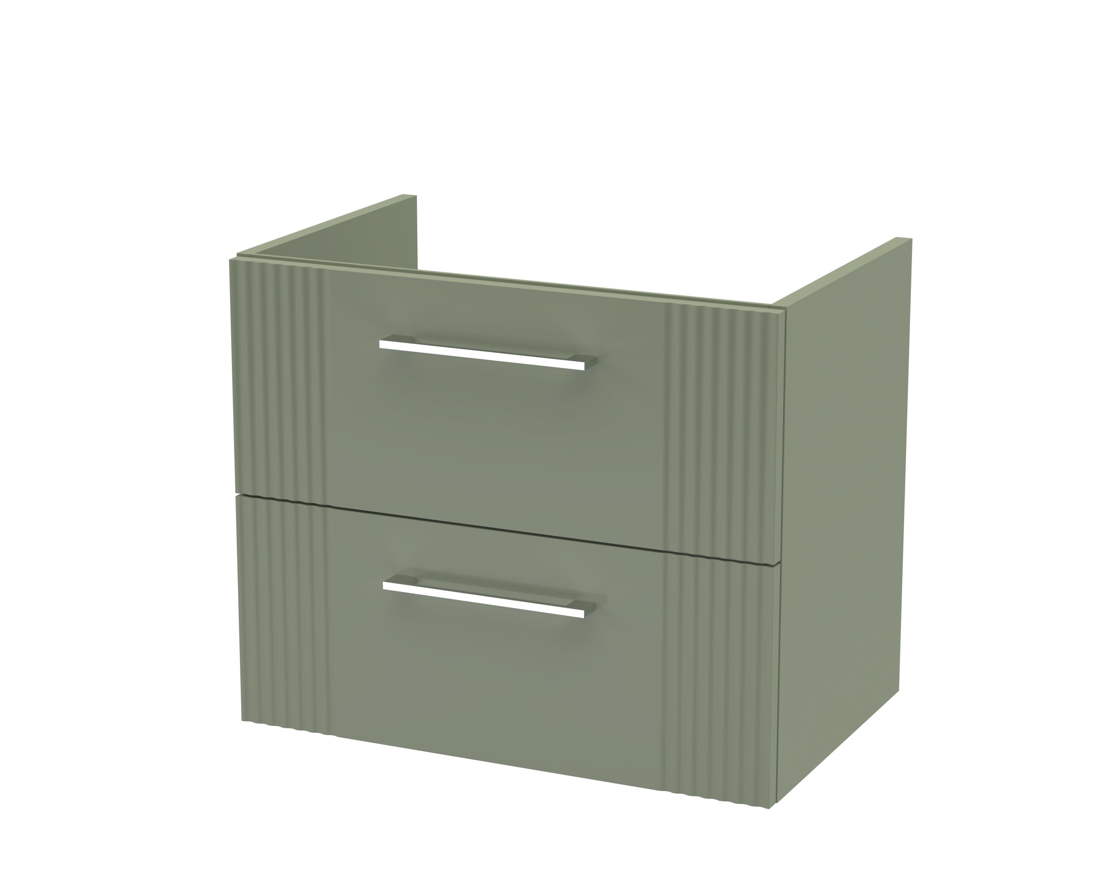 Hudson Reed Deco Wall Hung 1-Drawer Vanity Unit, Elegant Modern Vanity Unit in Bathroom with Bar Handle Design, Satin Green, 600mm
