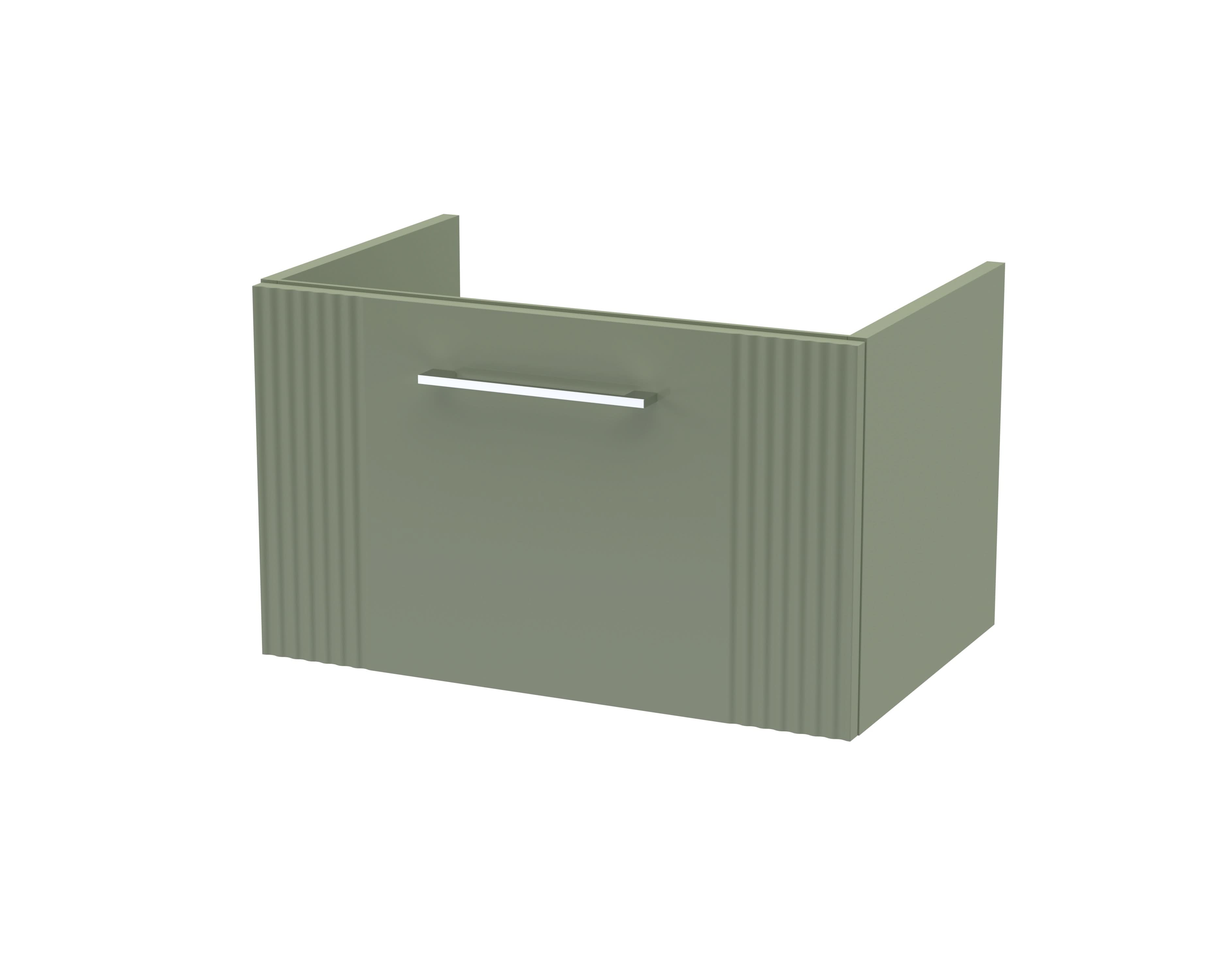 Hudson Reed Deco Wall Hung 1-Drawer Vanity Unit, Elegant Modern Vanity Unit in Bathroom with Bar Handle Design, Satin Green, 600mm