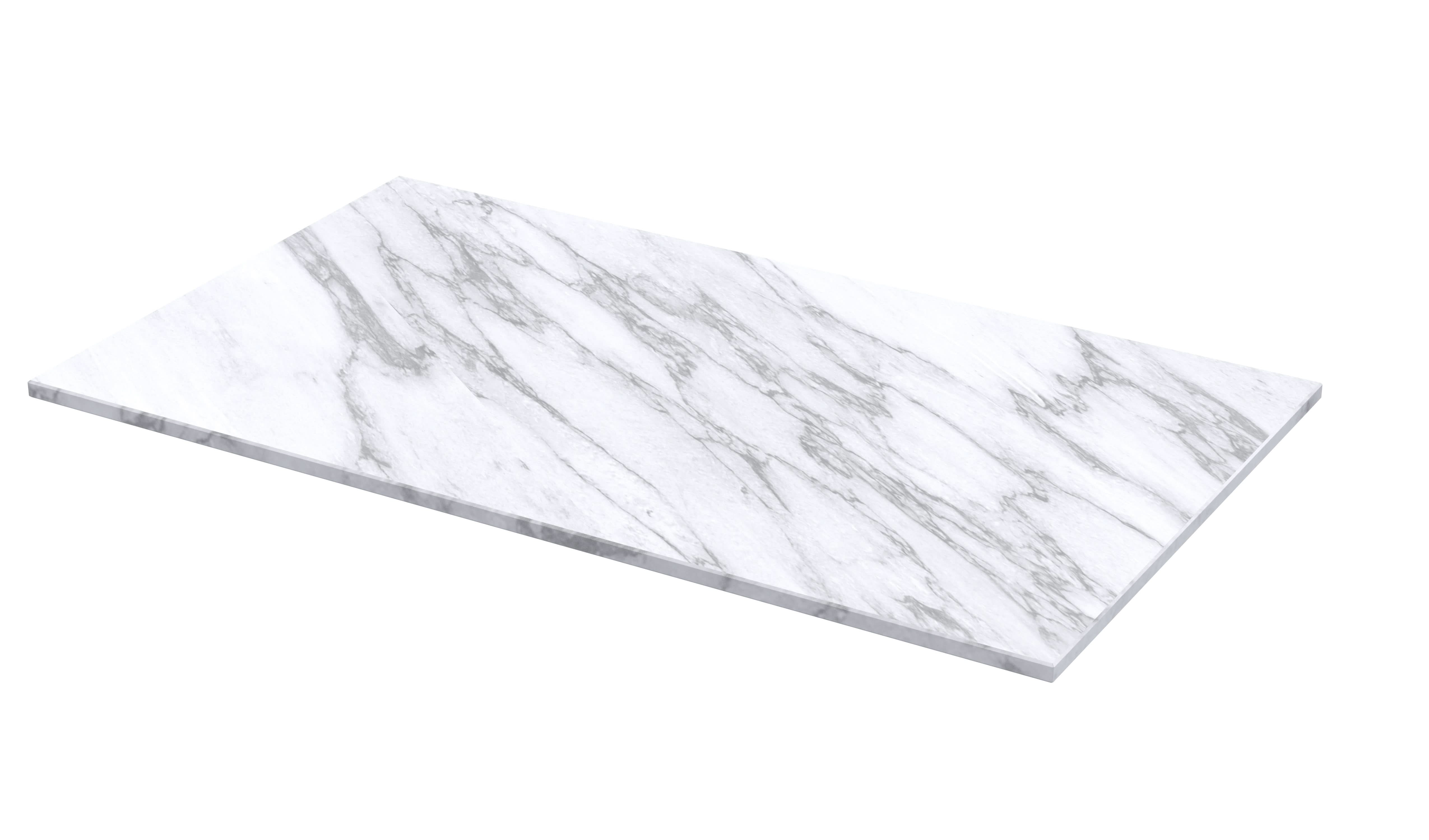 Hudson Reed Solid Surface Marble Top for Bathroom Furniture Units and Vessel Basins, Durable Natural Stone Finish for Modern Bathroom in Carrera Marble, 800mm