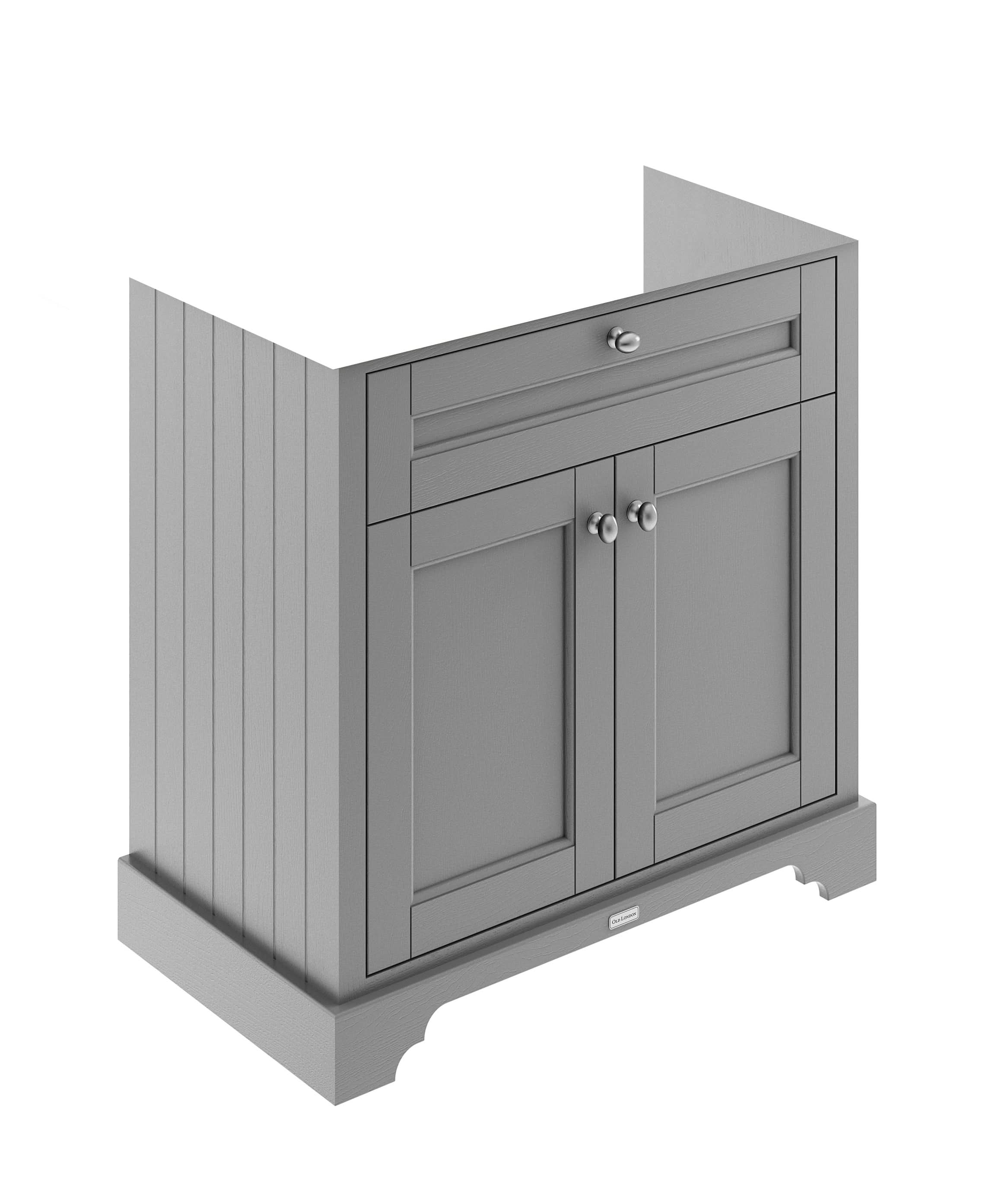 Old London Floor Standing Vanity Unit, Durable 2 Soft Close Door Sink Cabinet with Shelf, Traditional Bathroom Vanity Unit with Basin Storage in Matt Storm Grey, 800mm