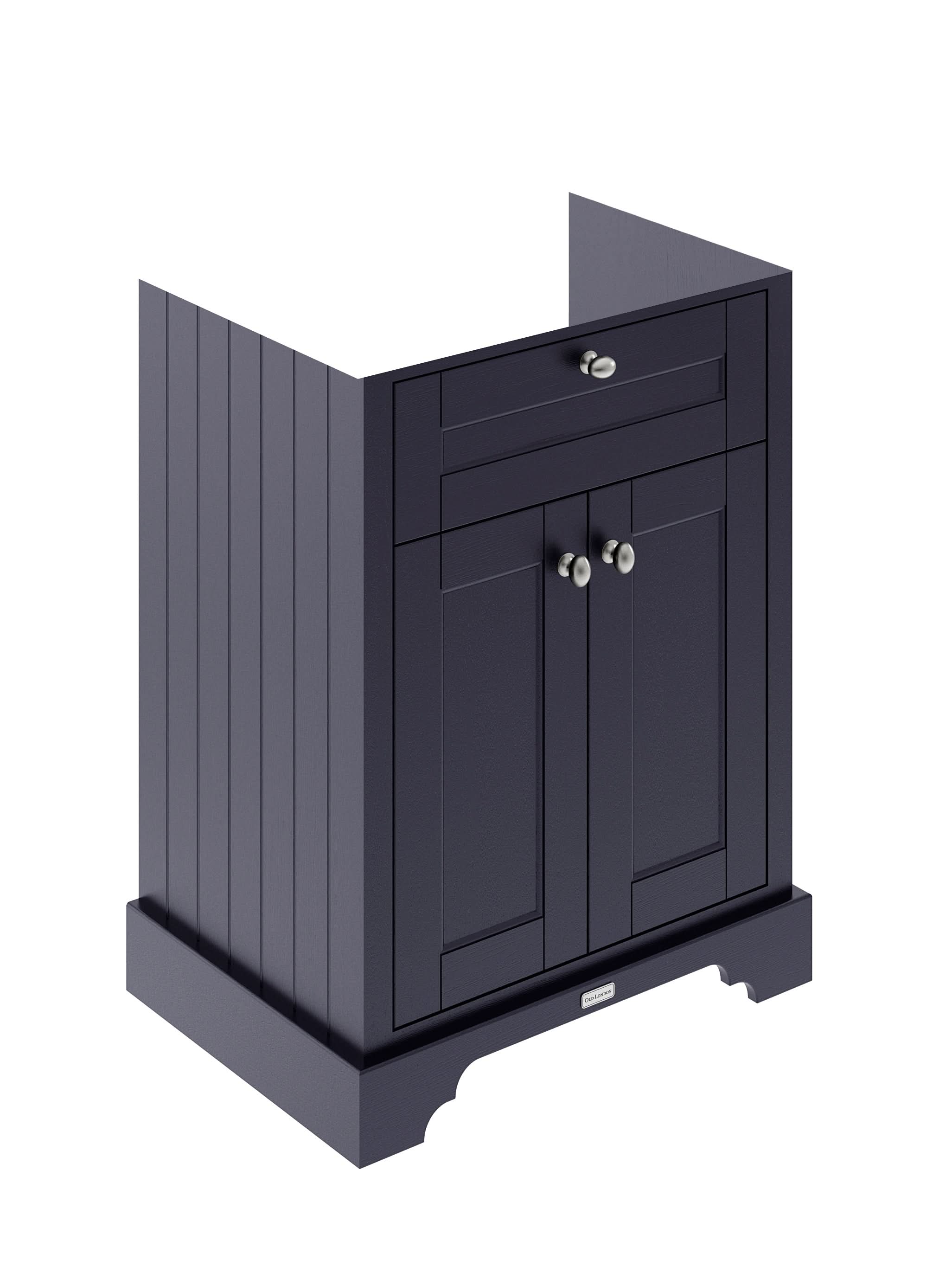 Old London Floor Standing Vanity Unit, Durable 2 Soft Close Door Sink Cabinet with Shelf, Traditional Bathroom Vanity Unit with Basin Storage in Twilight Blue, 600mm