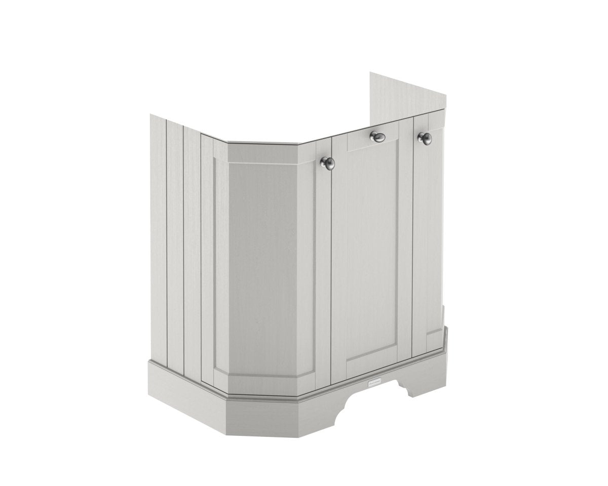 Old London Floor Standing Angled 3 Door Vanity Unit with Ceramic Basin, Traditional Bathroom Sink Cabinet in Timeless Sand, 600mm
