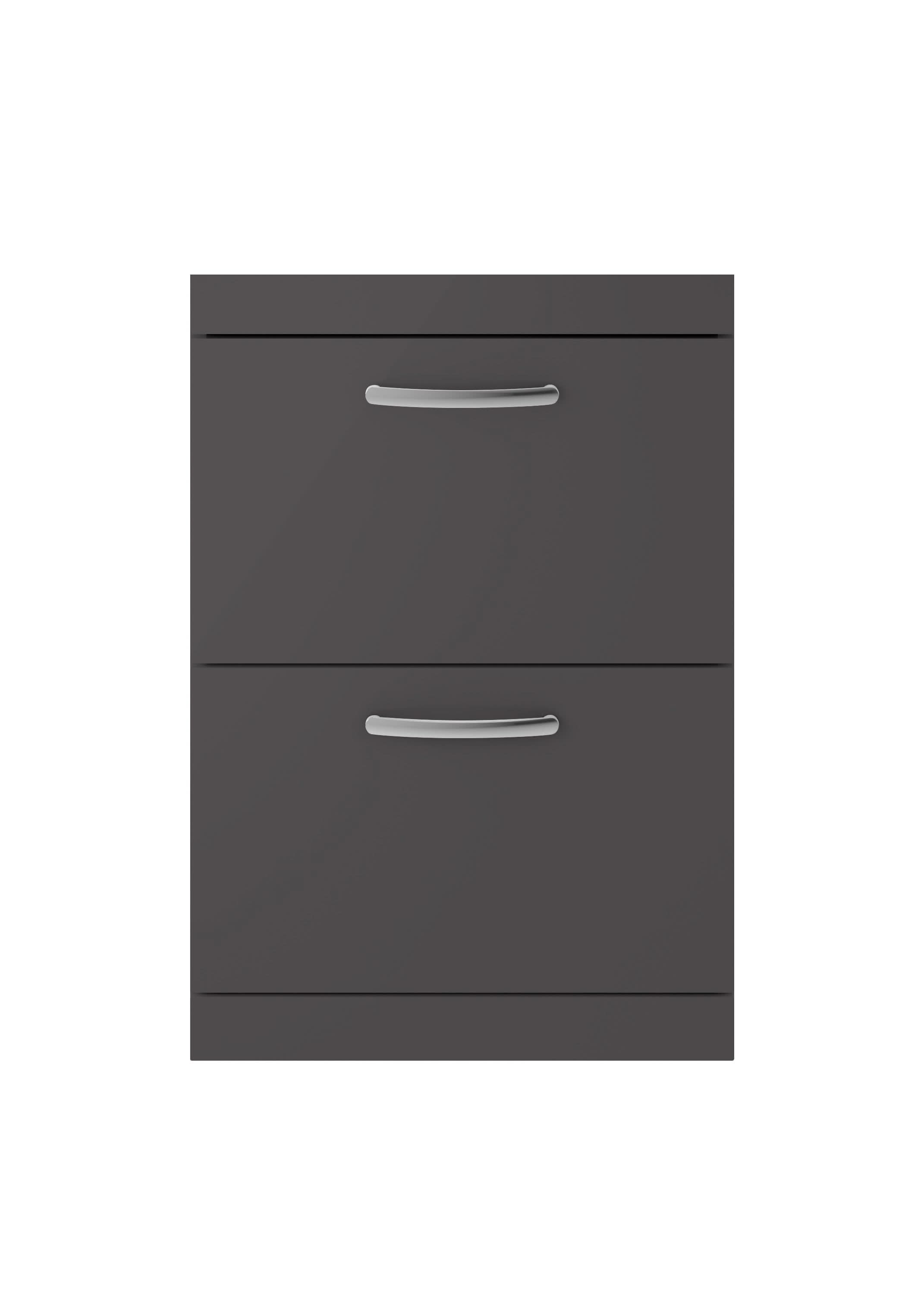Hudson Reed Athena Floor Standing Vanity Unit, Durable Soft Close 2-Drawer, Modern Bathroom Cabinet Storage in Gloss Grey, 600mm