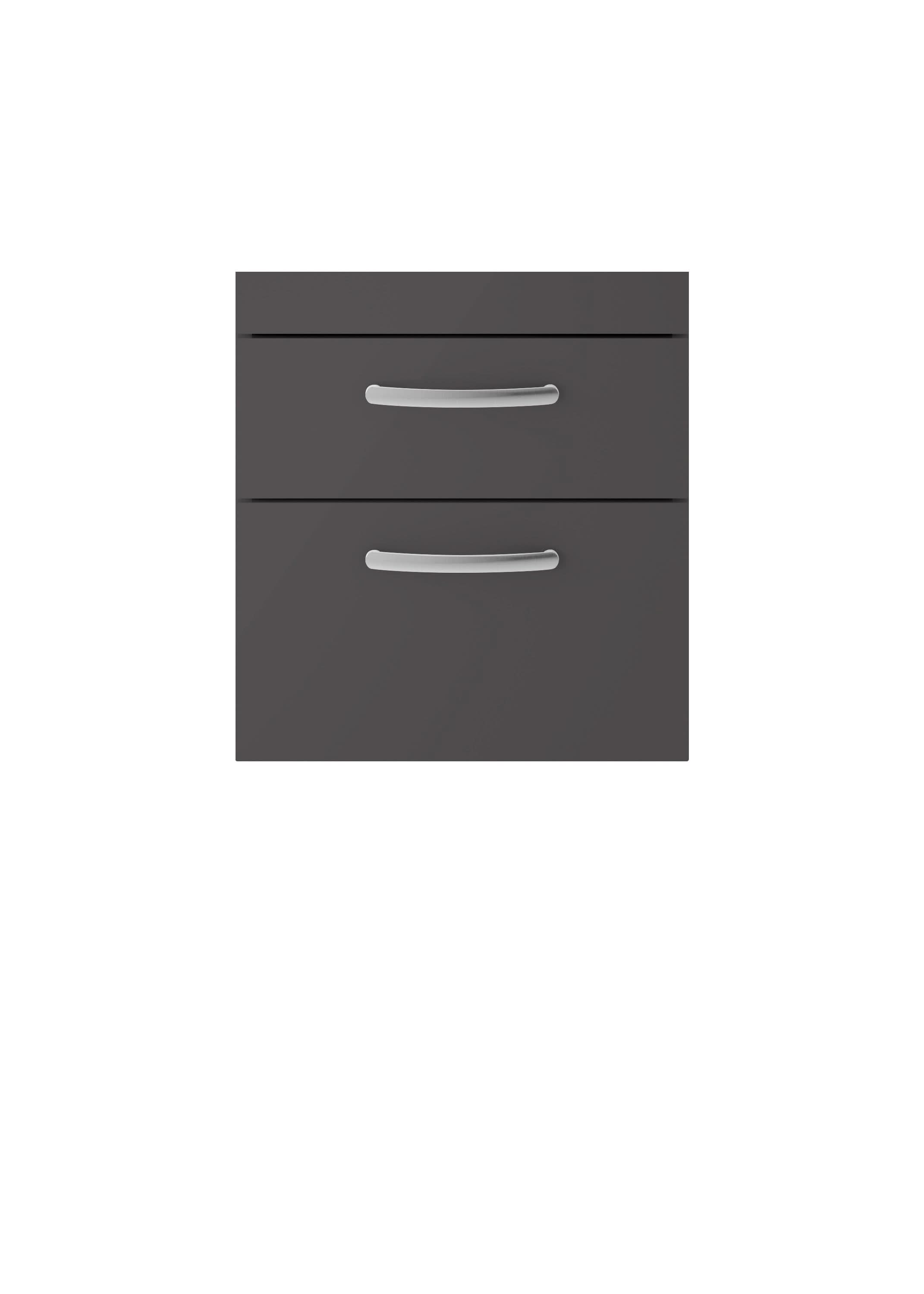 Hudson Reed Athena Wall Hung Vanity Unit, Durable Soft Close 2-Door, Modern Bathroom Cabinet Storage in Gloss Grey, 500mm