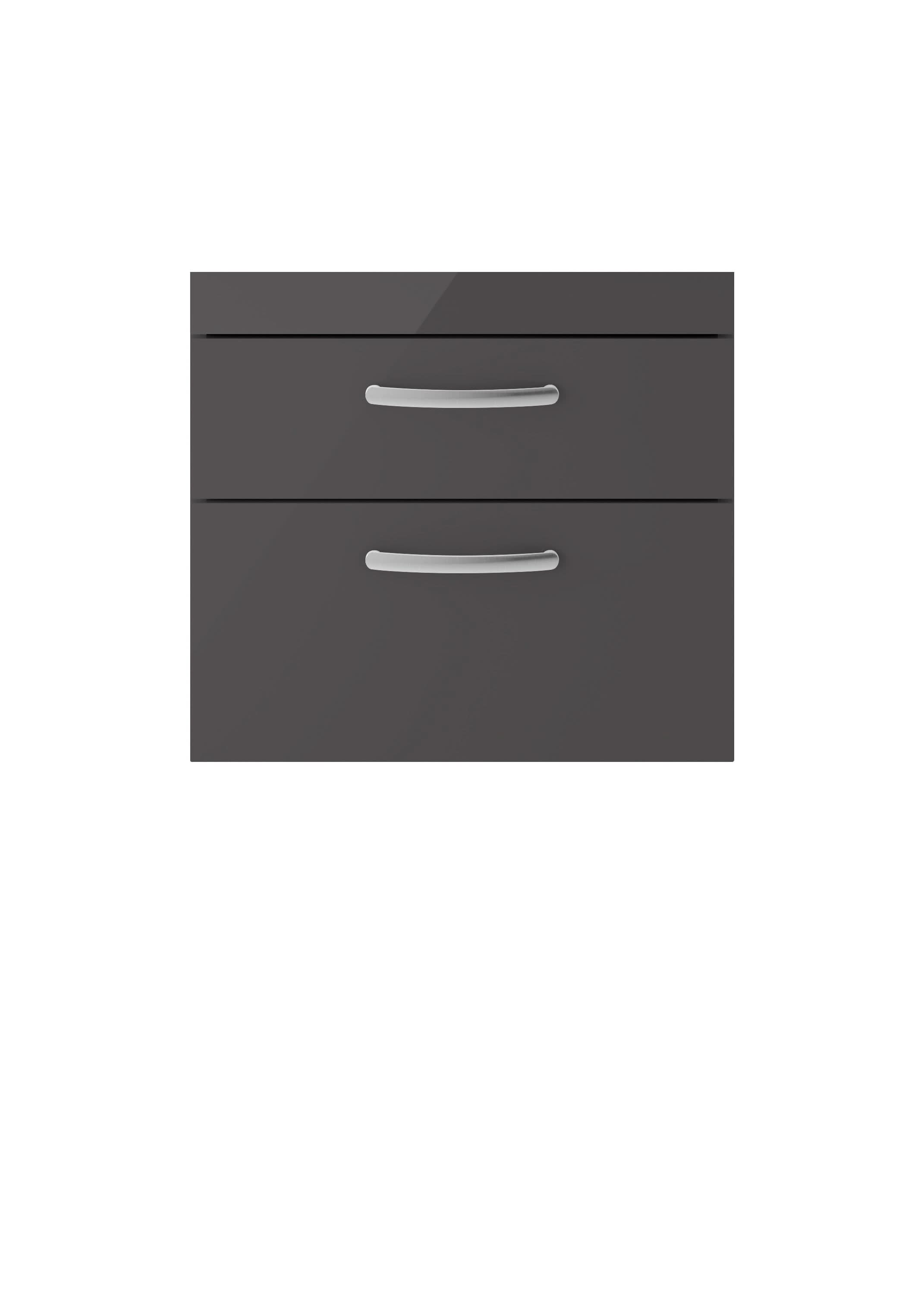 Hudson Reed Athena Wall Hung Vanity Unit, Durable Soft Close 2-Door, Modern Bathroom Cabinet Storage in Gloss Grey, 600mm