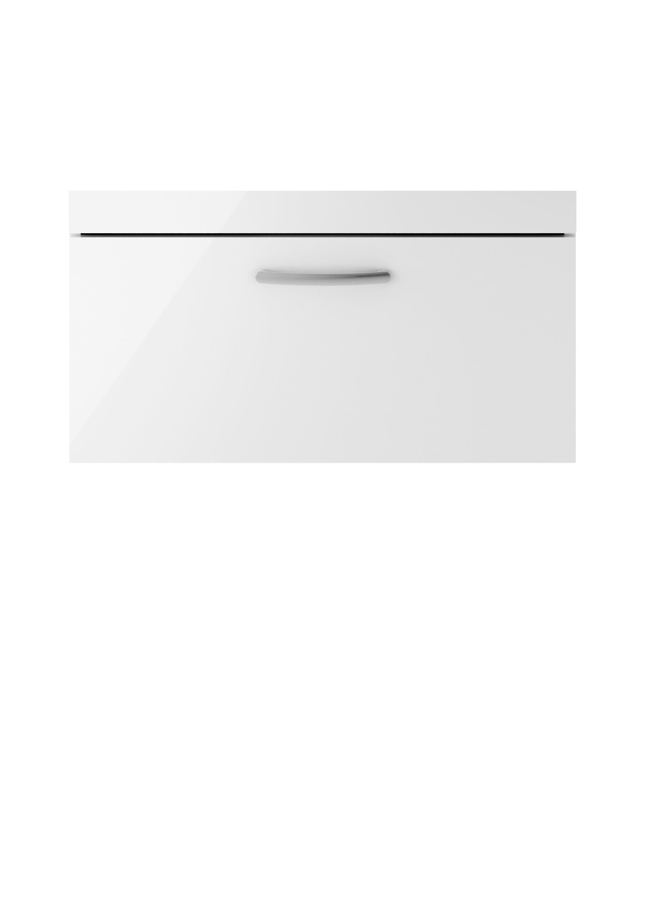 Hudson Reed Athena Wall Hung Vanity Unit, Durable Soft Close Drawer Vanity in D Shape Handle with Storage for Modern Bathroom in Gloss White Finish, 800mm