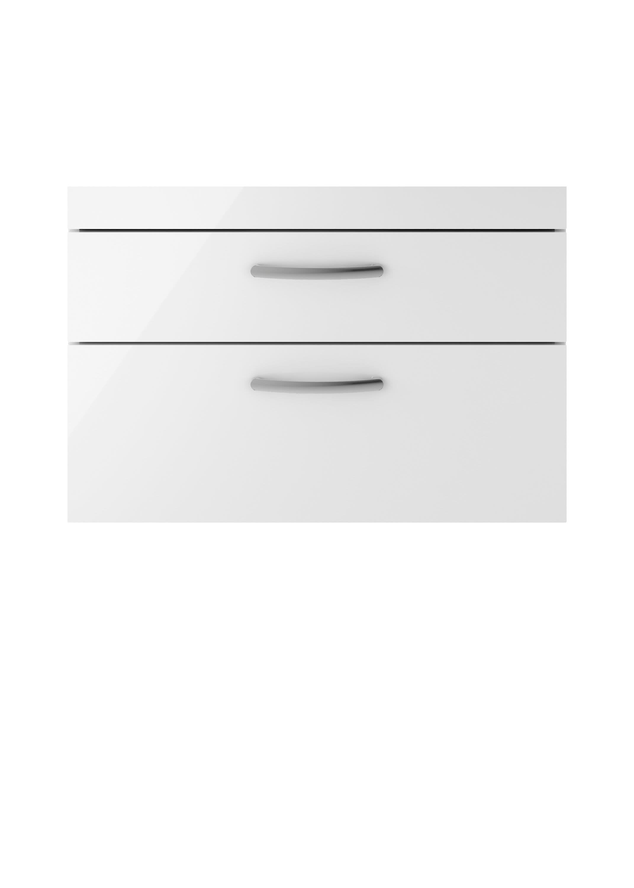 Hudson Reed Athena Wall Hung Vanity Unit, Durable 2 Soft Close Drawers Vanity in D Shape Handle with Storage for Modern Bathroom in Gloss White Finish, 800mm
