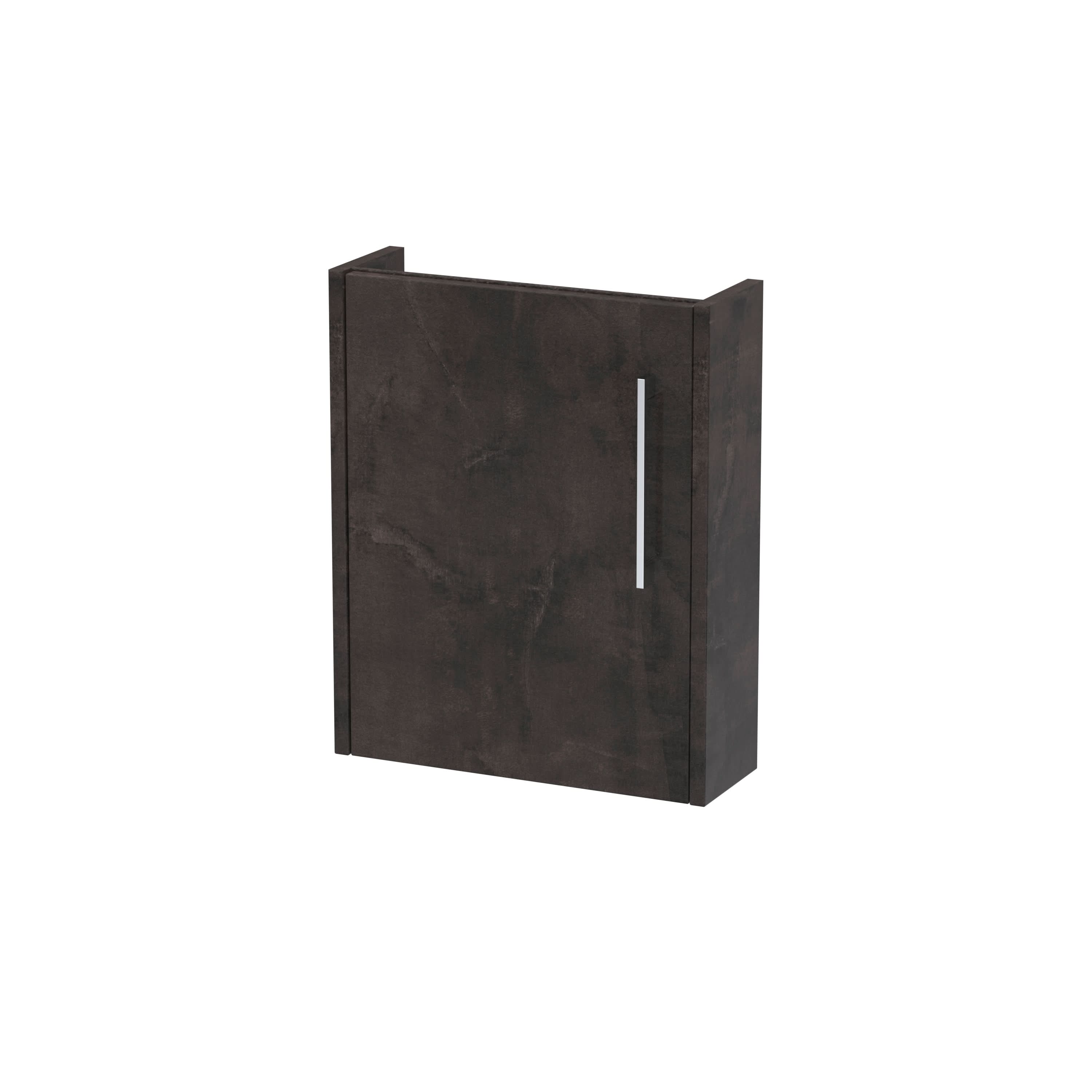 Hudson Reed Juno Compact Wall Hung Vanity Unit, Durable Soft Close Door with D-Handle, Bathroom Vanity with Basin Storage Woodgrain Build in Metallic Slate, 440mm