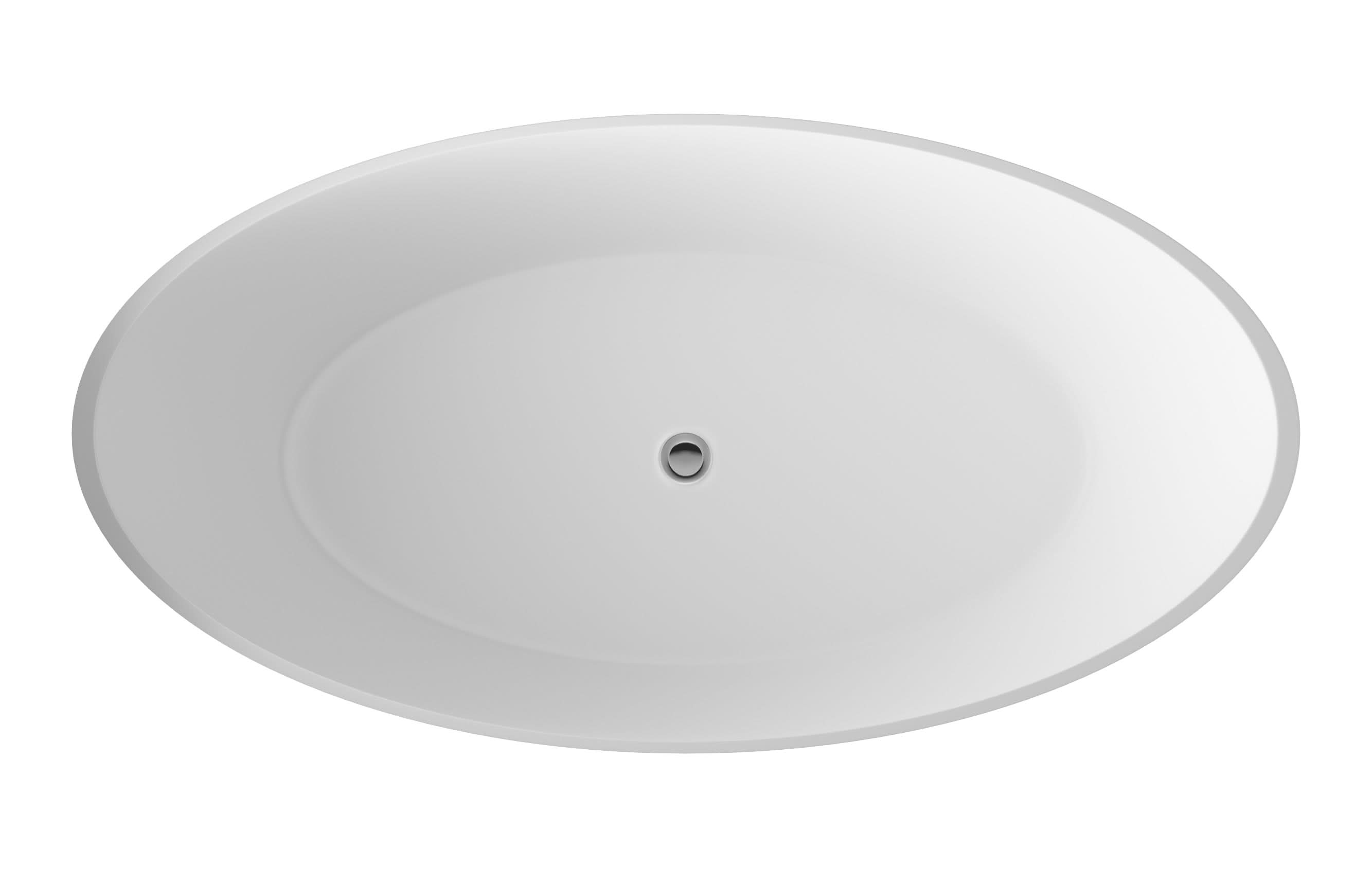Hudson Reed Grace Oval Freestanding Bath Tub, Durable Acrylic Designer Modern Bathtub With Central Waste in White, 1510x760mm