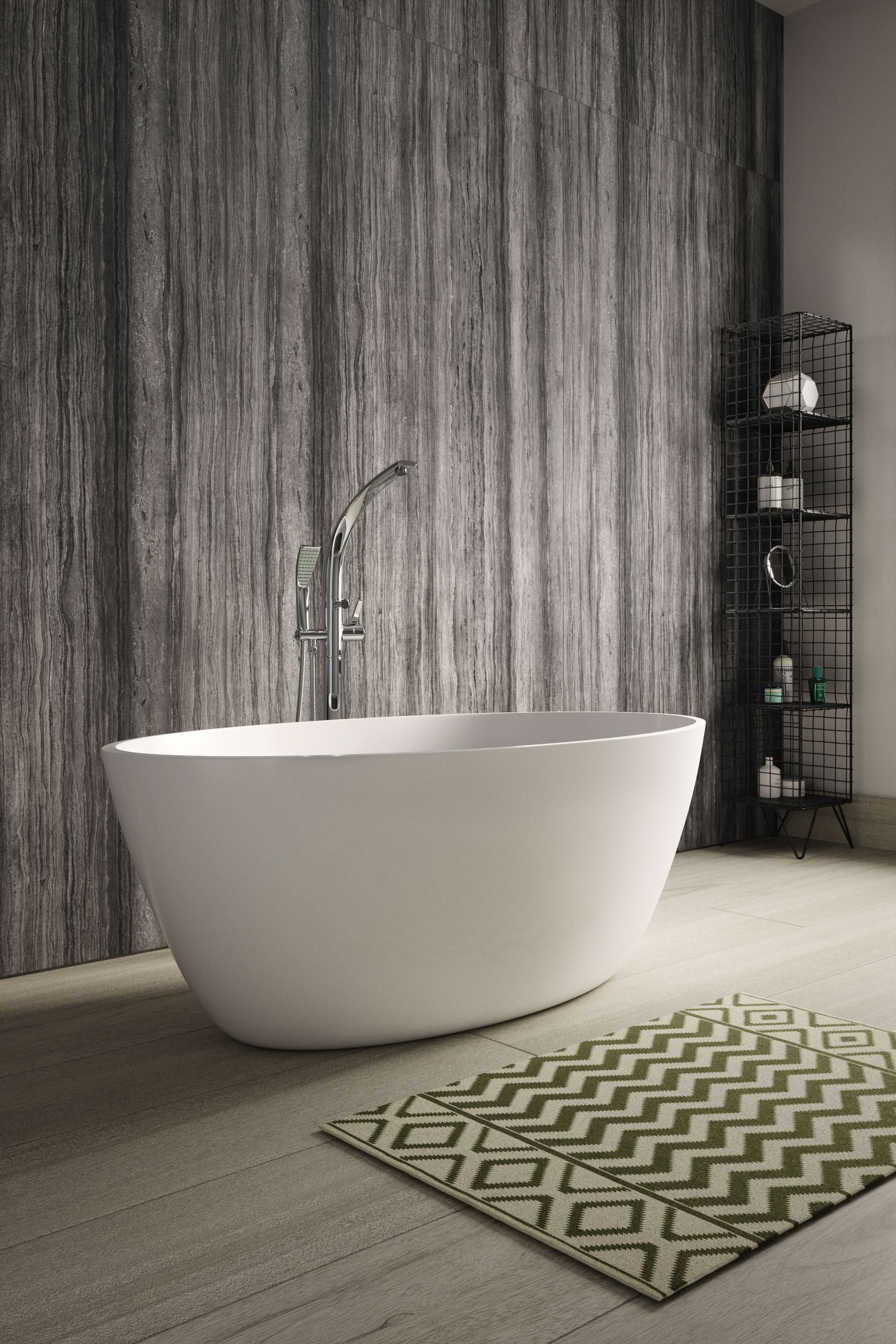 Hudson Reed Grace Oval Freestanding Bath Tub, Durable Acrylic Designer Modern Bathtub With Central Waste in White, 1510x760mm