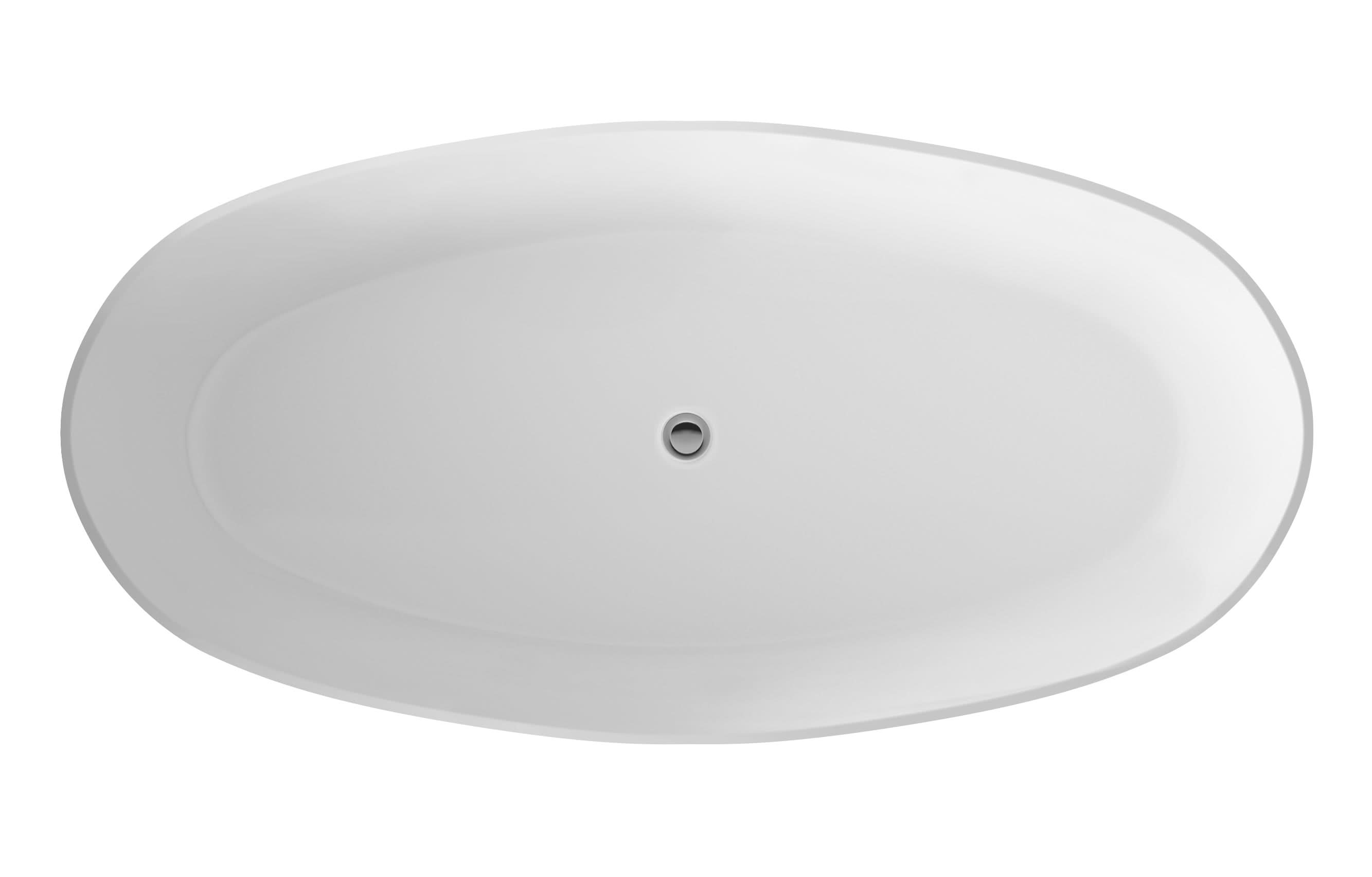 Hudson Reed Rose Oval Freestanding Bath Tub with Push Button Waste, Durable Acrylic Designer Bathtub in White, 1510x760mm
