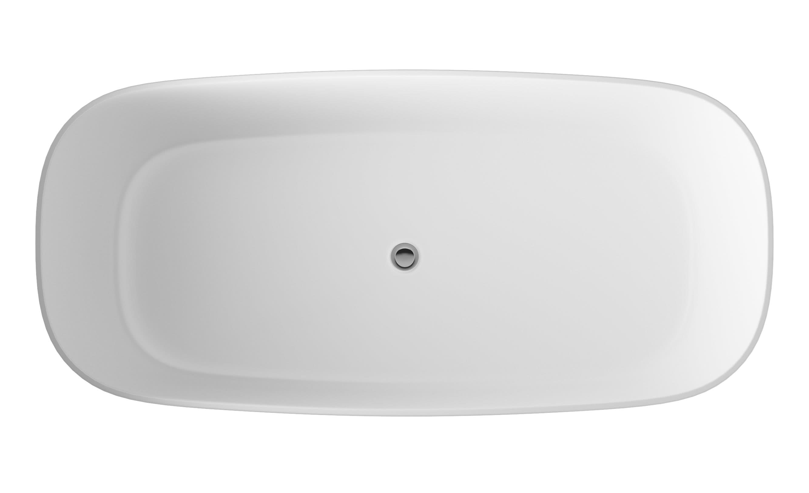 Hudson Reed Bella Oval Freestanding Bath Tub with Push Button Waste, Durable Acrylic Designer Bathtub in White, 1495x720mm