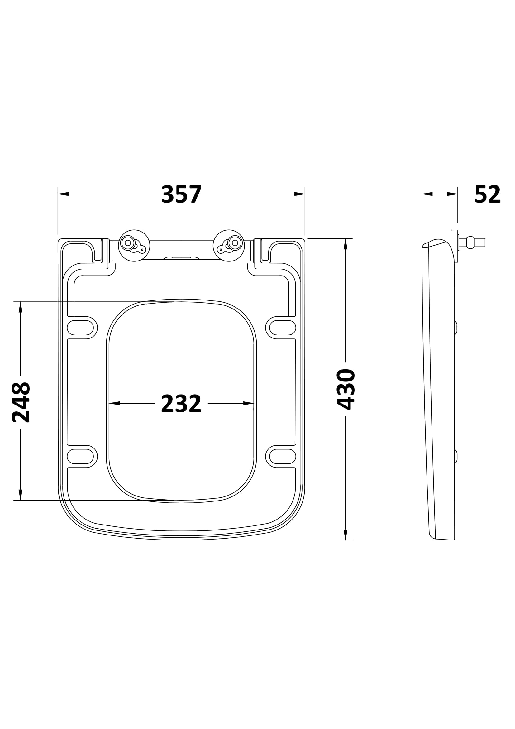 Hudson Reed Ambrose Square Soft Close Seat, Modern Toilet Seat for Square Toilets, Top Fix Hinges, White