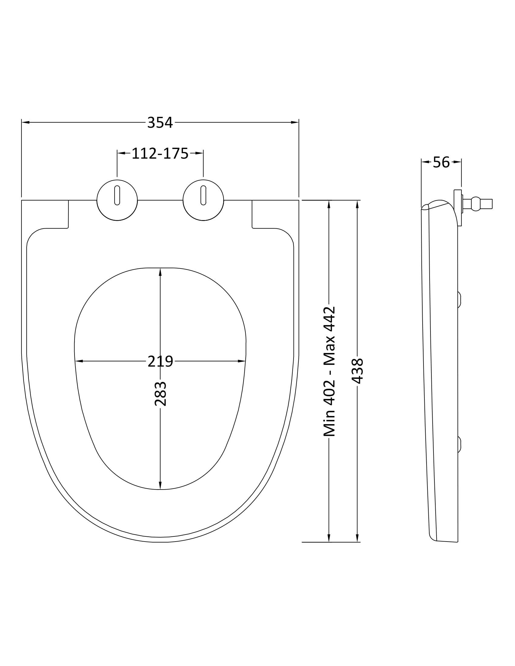 Hudson Reed Round Soft Close Toilet Seat White, Top Fix, Slow Close Hinges, 438x354mm